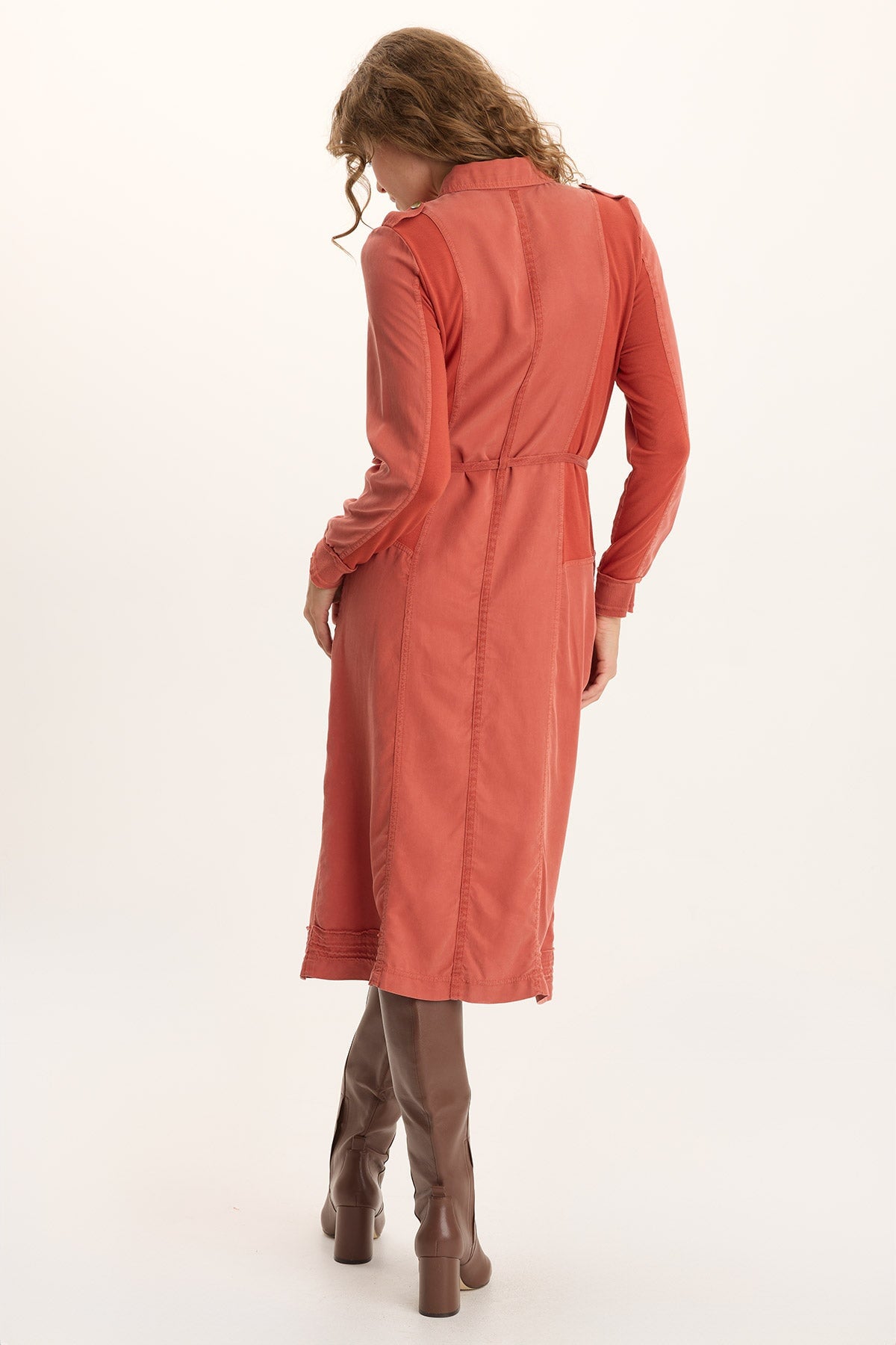 XCVI Oksana Twill/Jersey Snap-Up Midi Dress