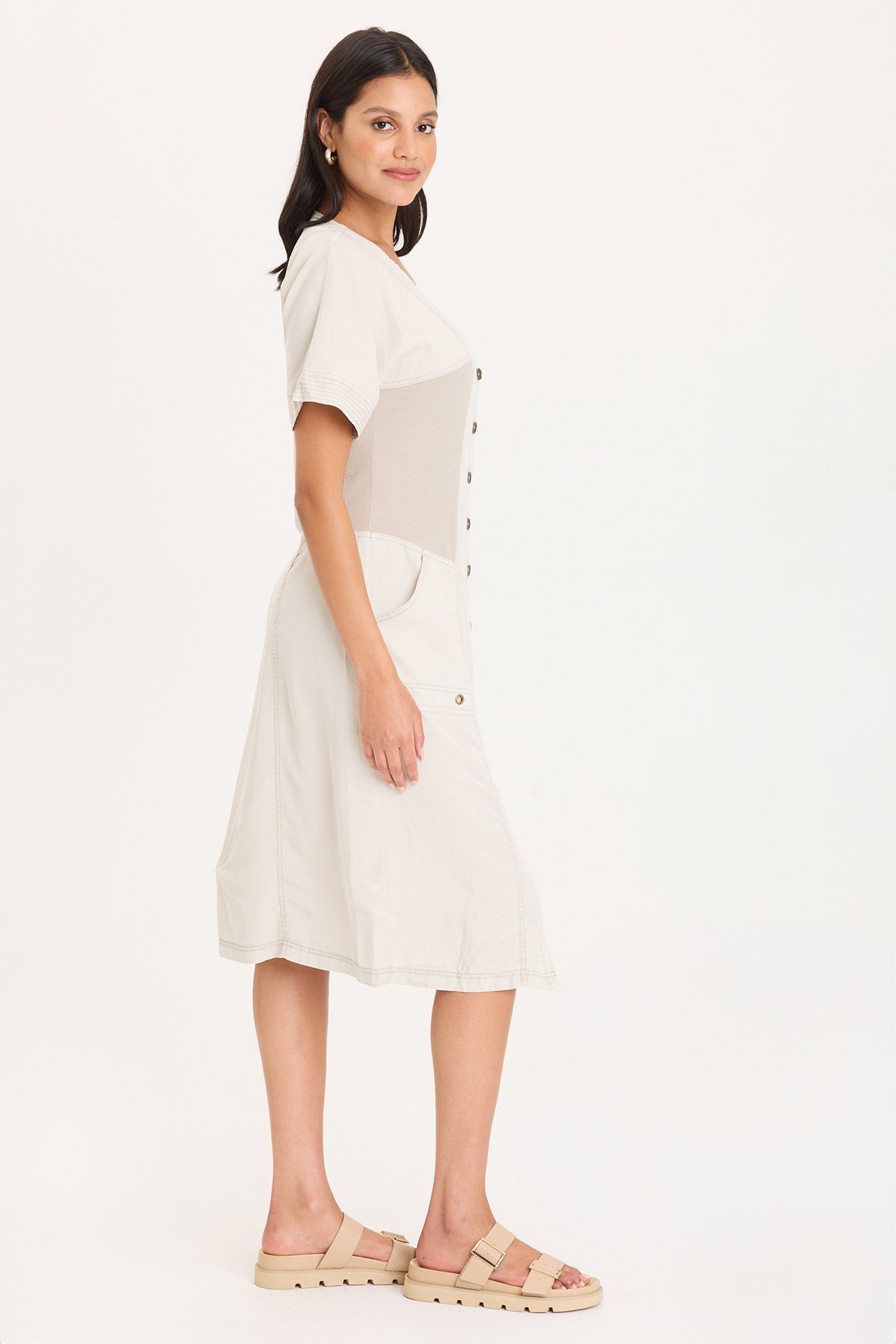 XCVI Addair Button-Up Short Sleeve Twill Dress