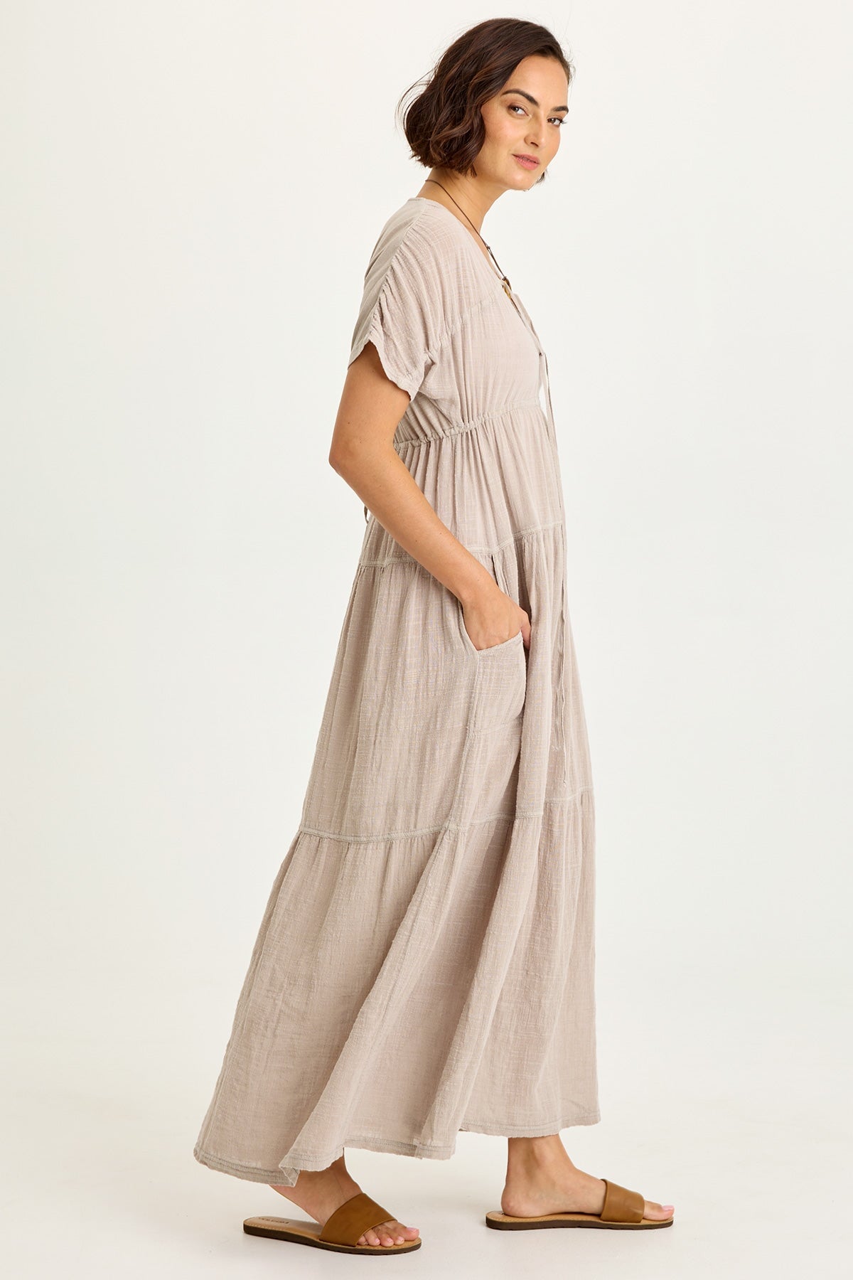 Wearables Ignatz Gauze Tiered V-Neck Dress