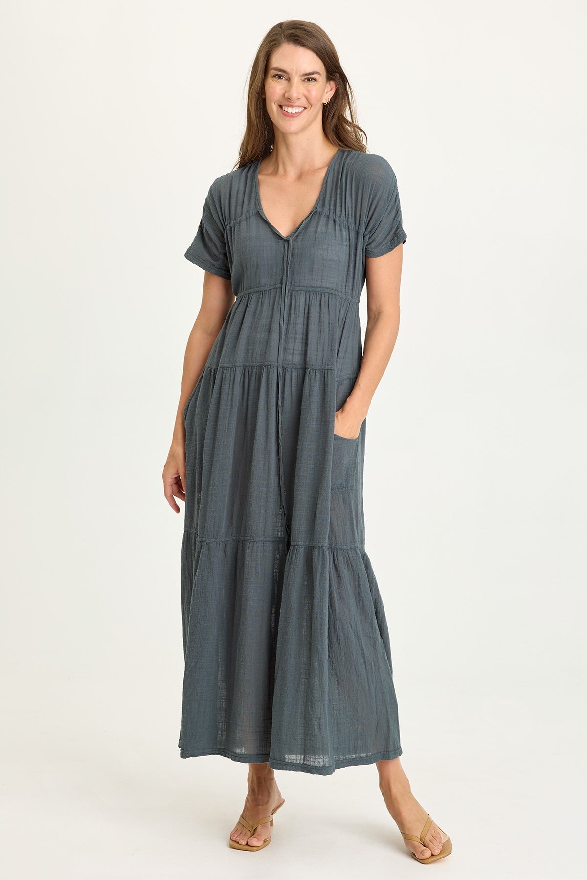 Wearables Ignatz Gauze Tiered V-Neck Dress