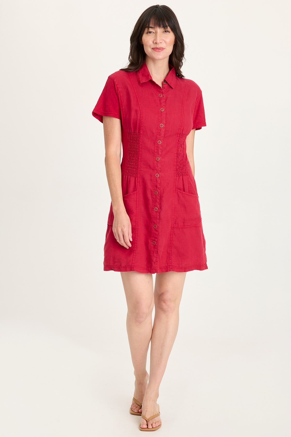 XCVI Mikel Linen Snap-Up Collared Dress