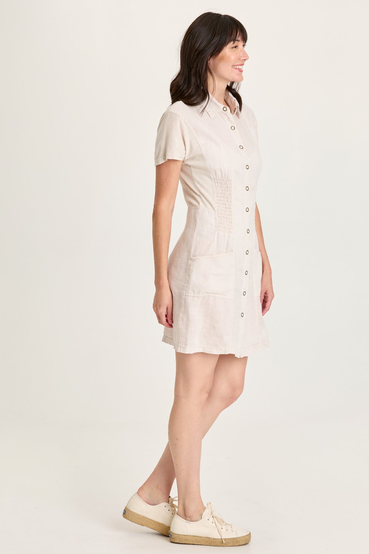 XCVI Mikel Linen Snap-Up Collared Dress