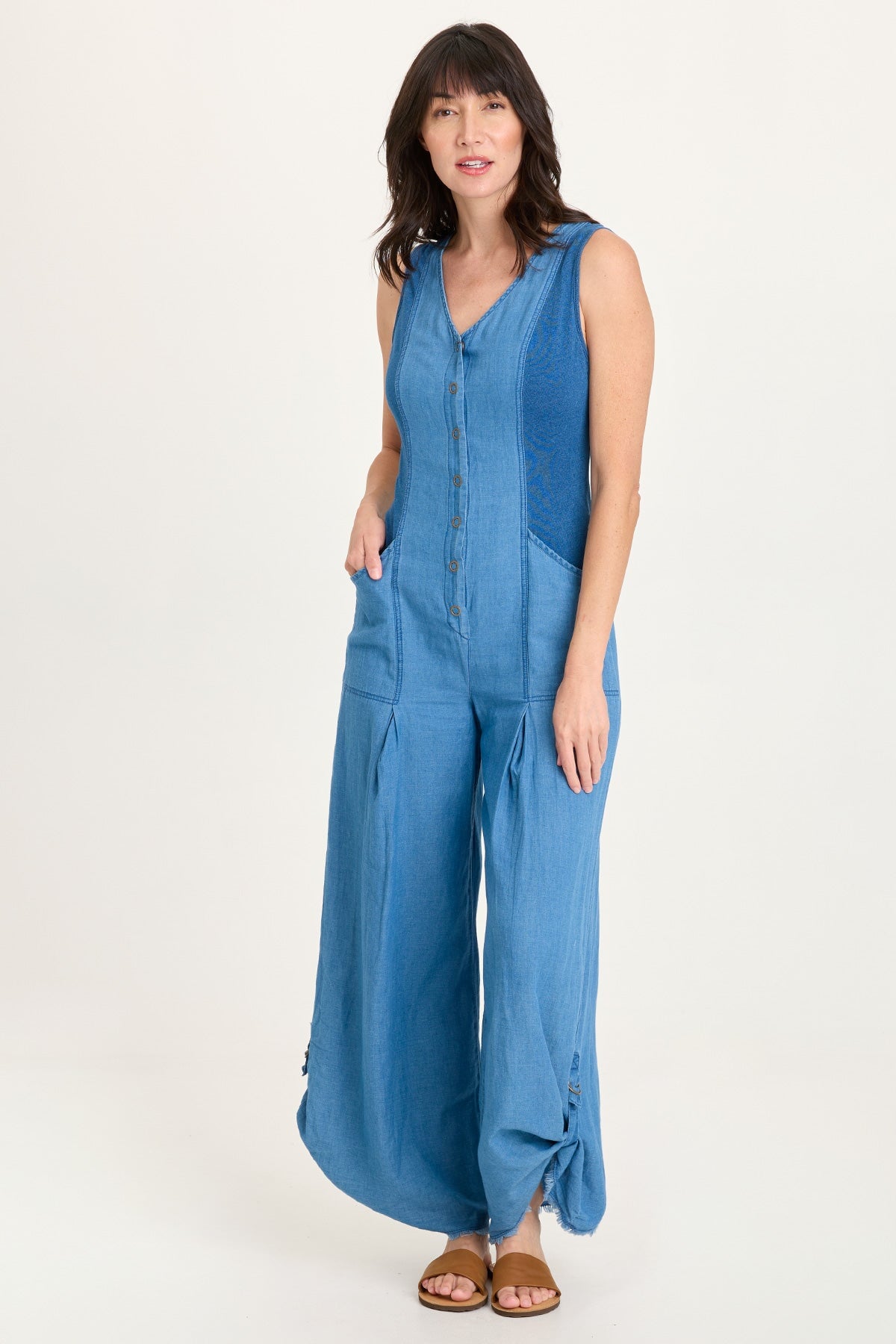 XCVI Aisling Indigo Snap-Up Jumpsuit