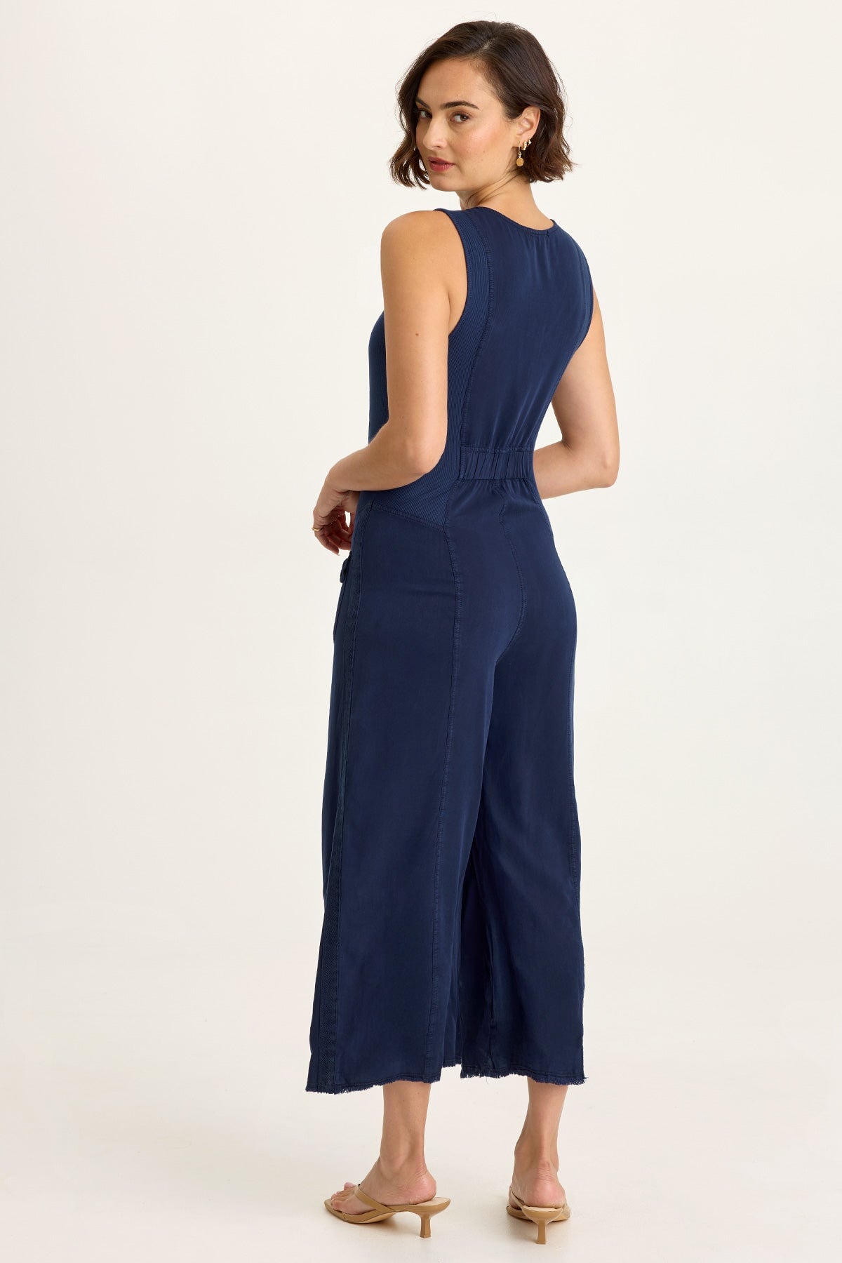 Wearables Linette Twill Zip-Up V-Neck Jumpsuit