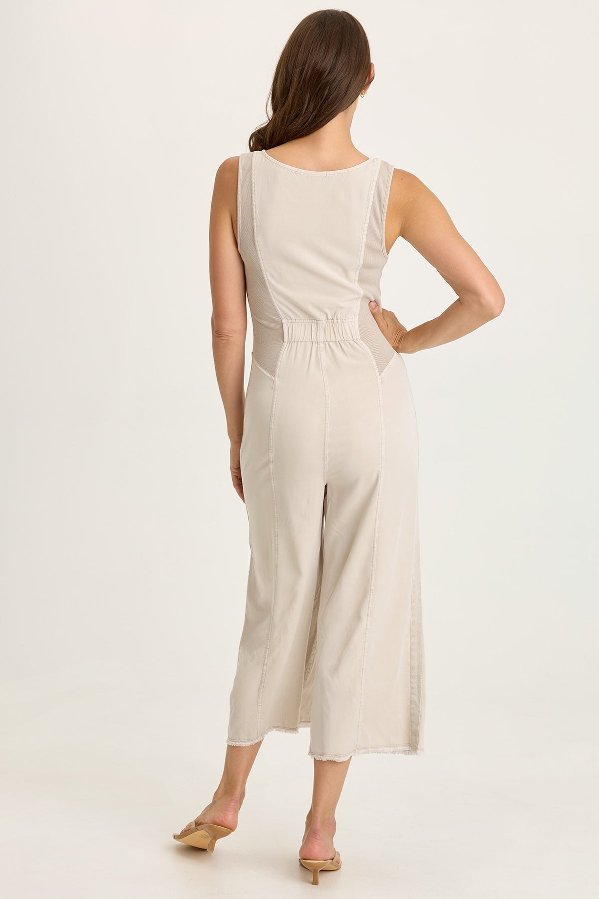 Wearables Linette Twill Zip-Up V-Neck Jumpsuit