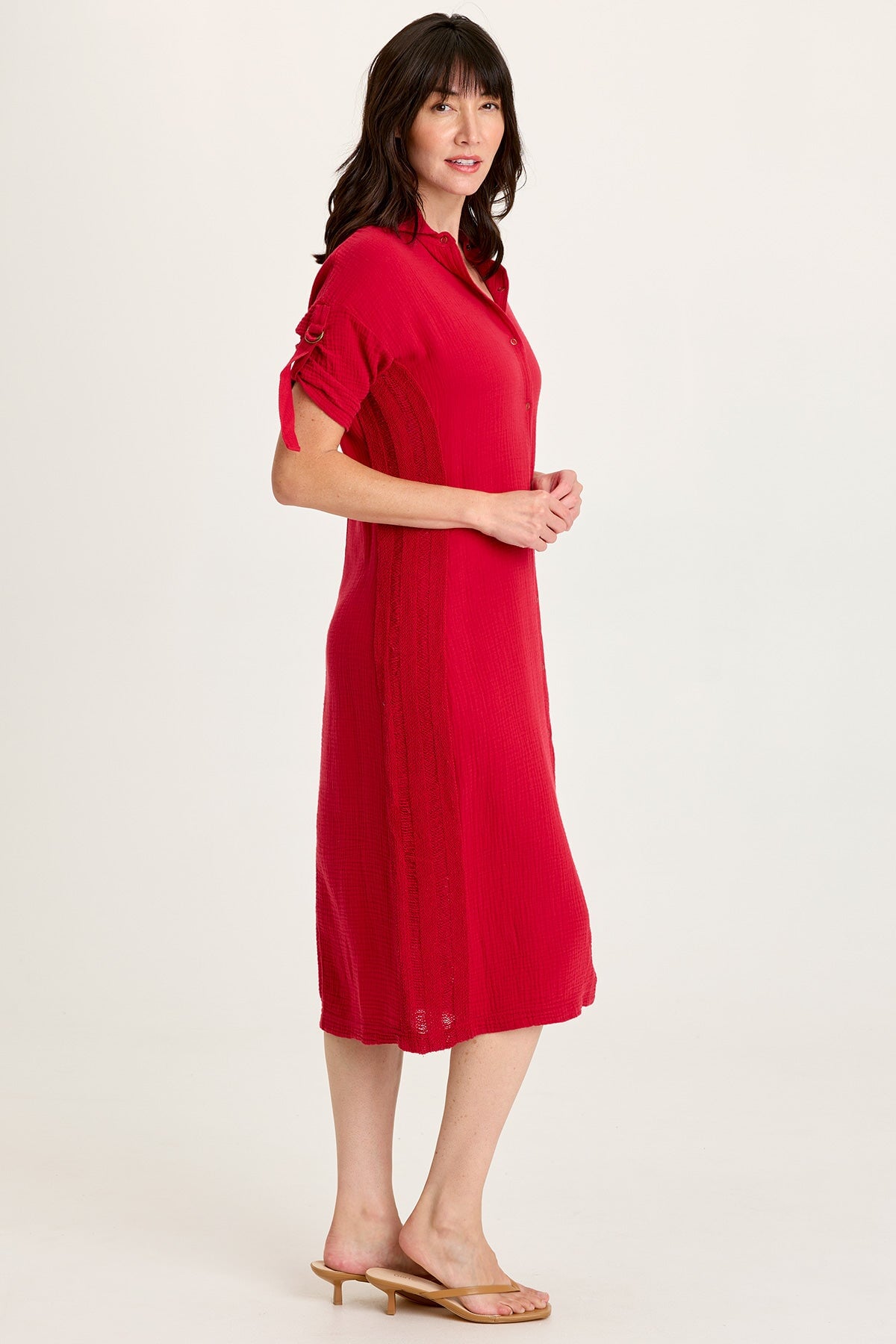 XCVI Cantori Gauze Button-Up Dress
