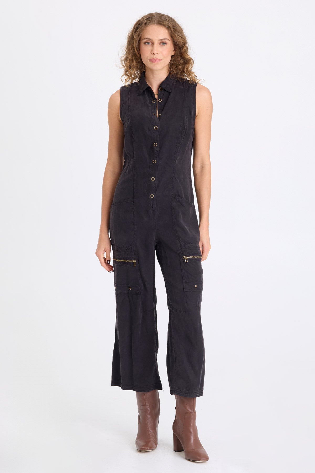 XCVI Badru Twill Snap Up Jumpsuit