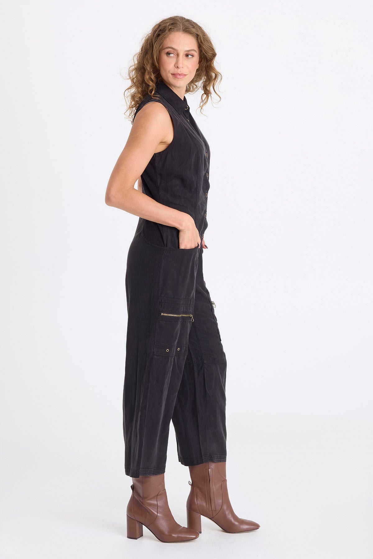 XCVI Badru Twill Snap Up Jumpsuit