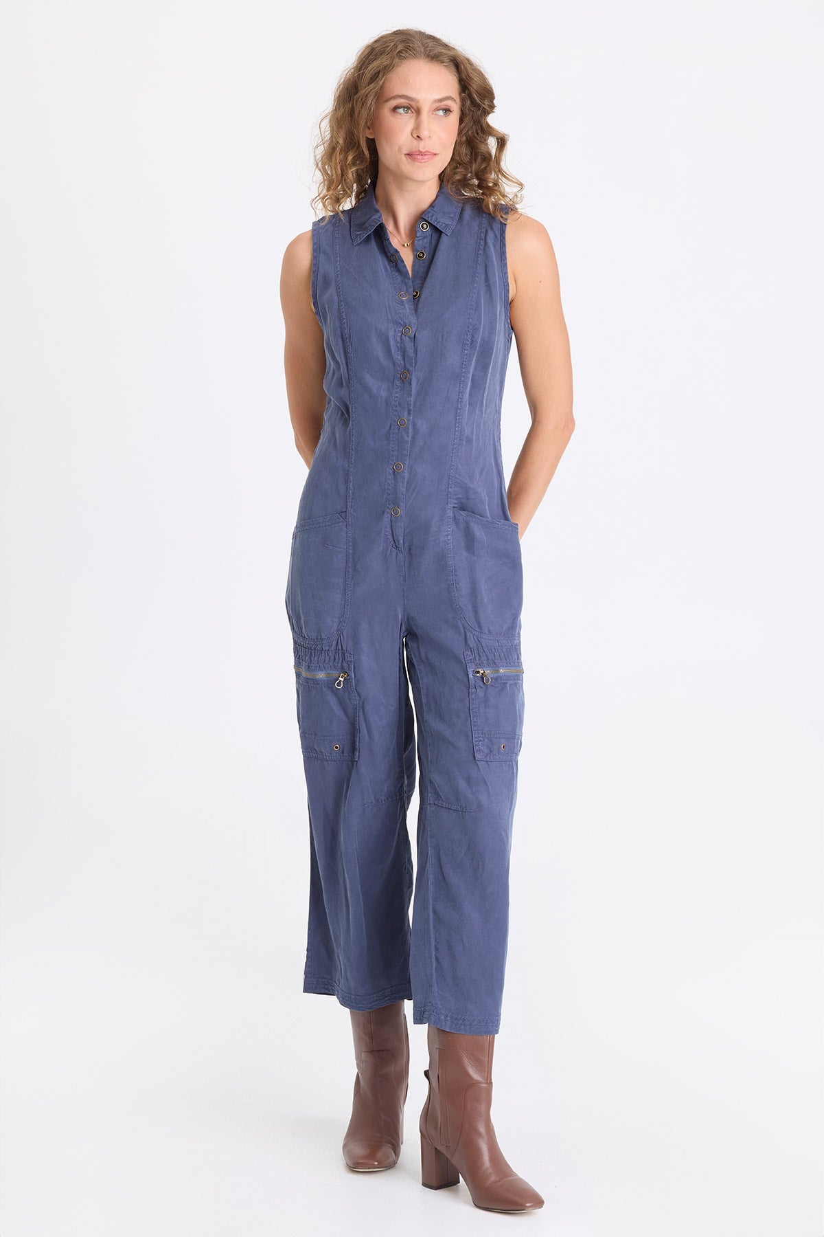XCVI Badru Twill Snap Up Jumpsuit