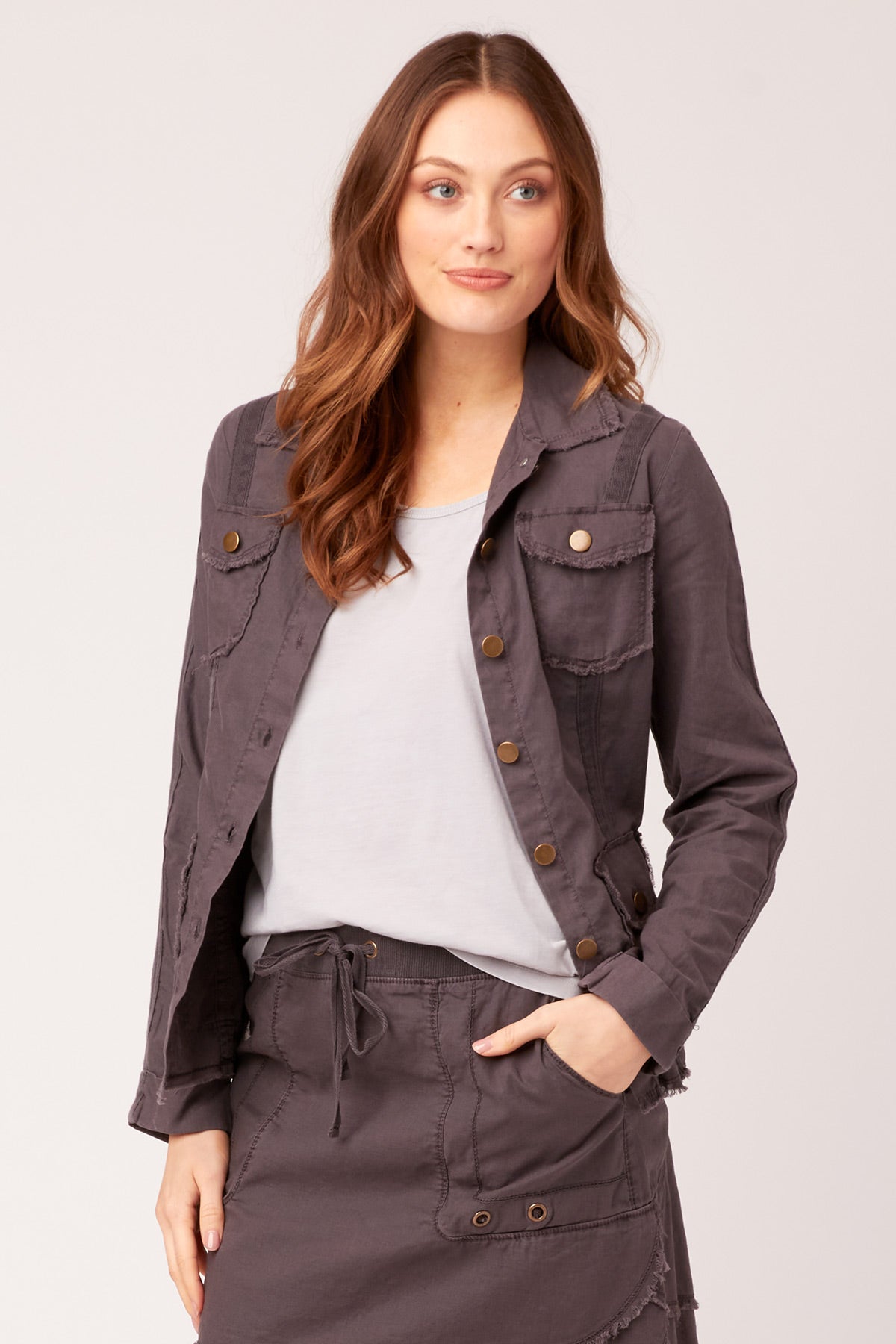 Wearables Cotton Linen Raw Edge Safari Jacket