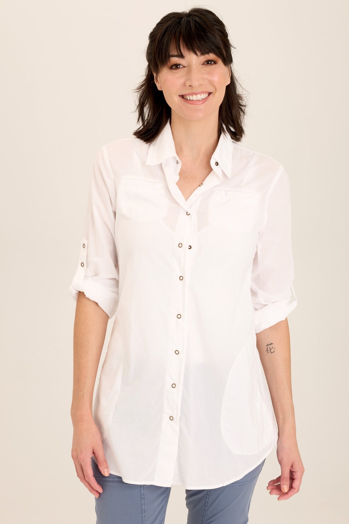 Wearables Reporter Soft Voile Button-down Blouse In White