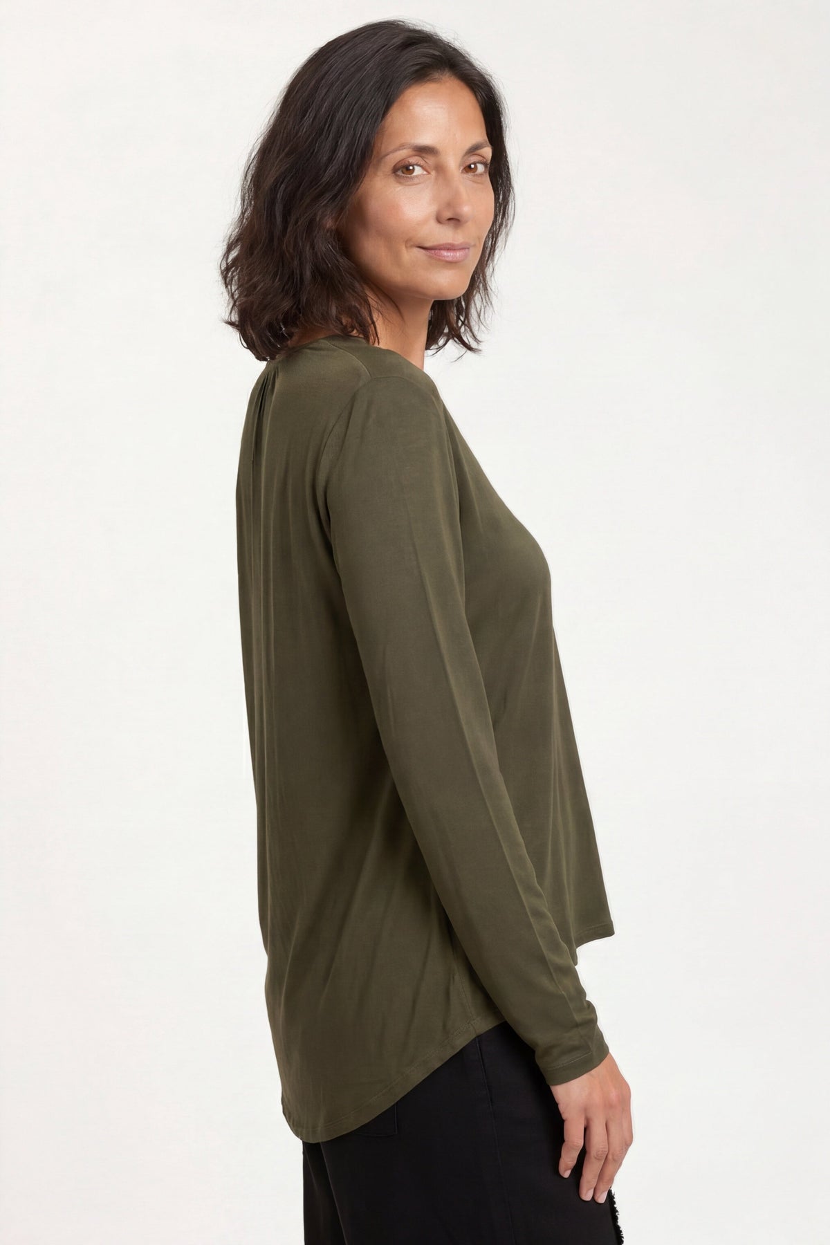 XCVI Kalvin Satin Long Sleeve V-Neck Top 