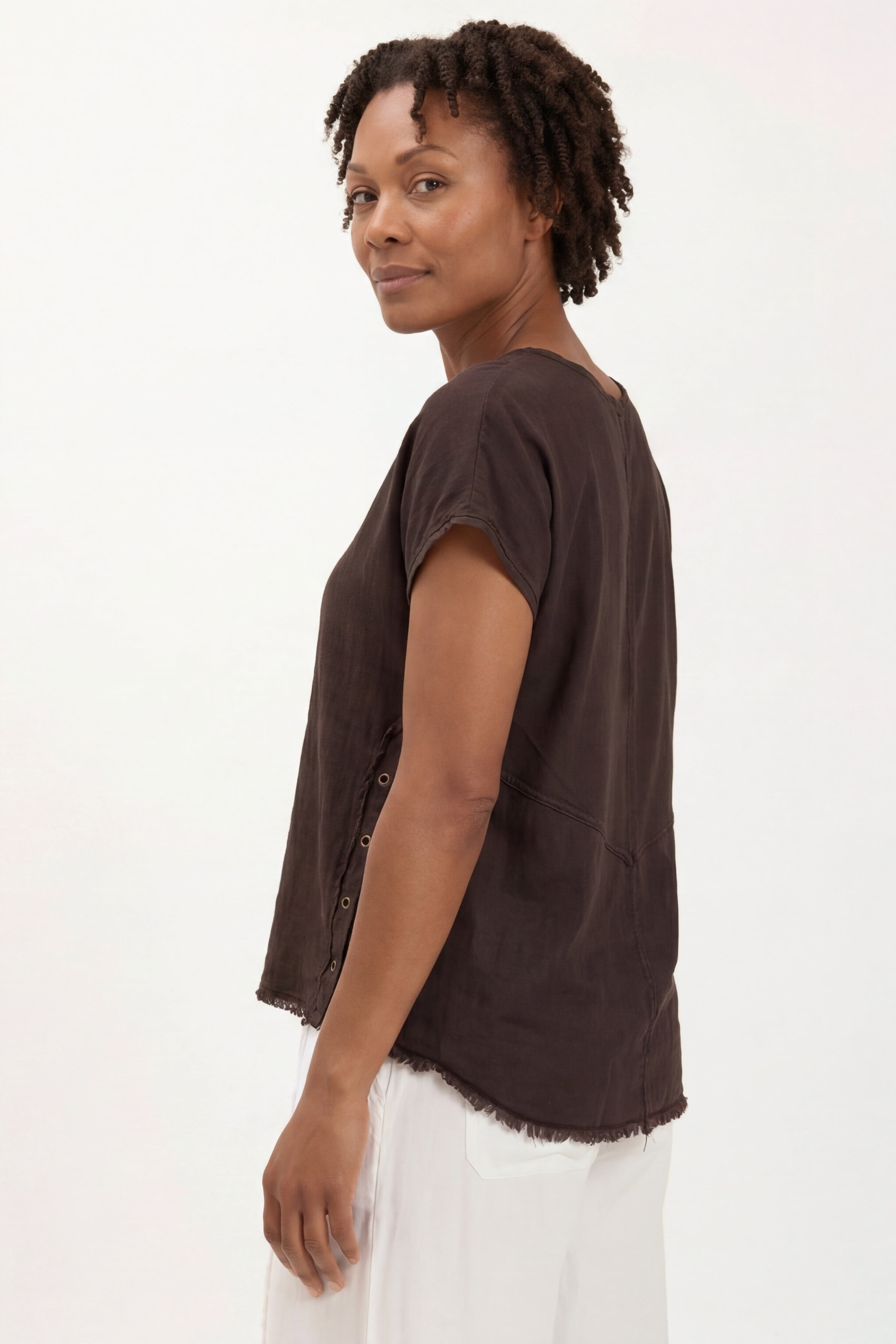 XCVI Rian Linen Short Sleeve Top 