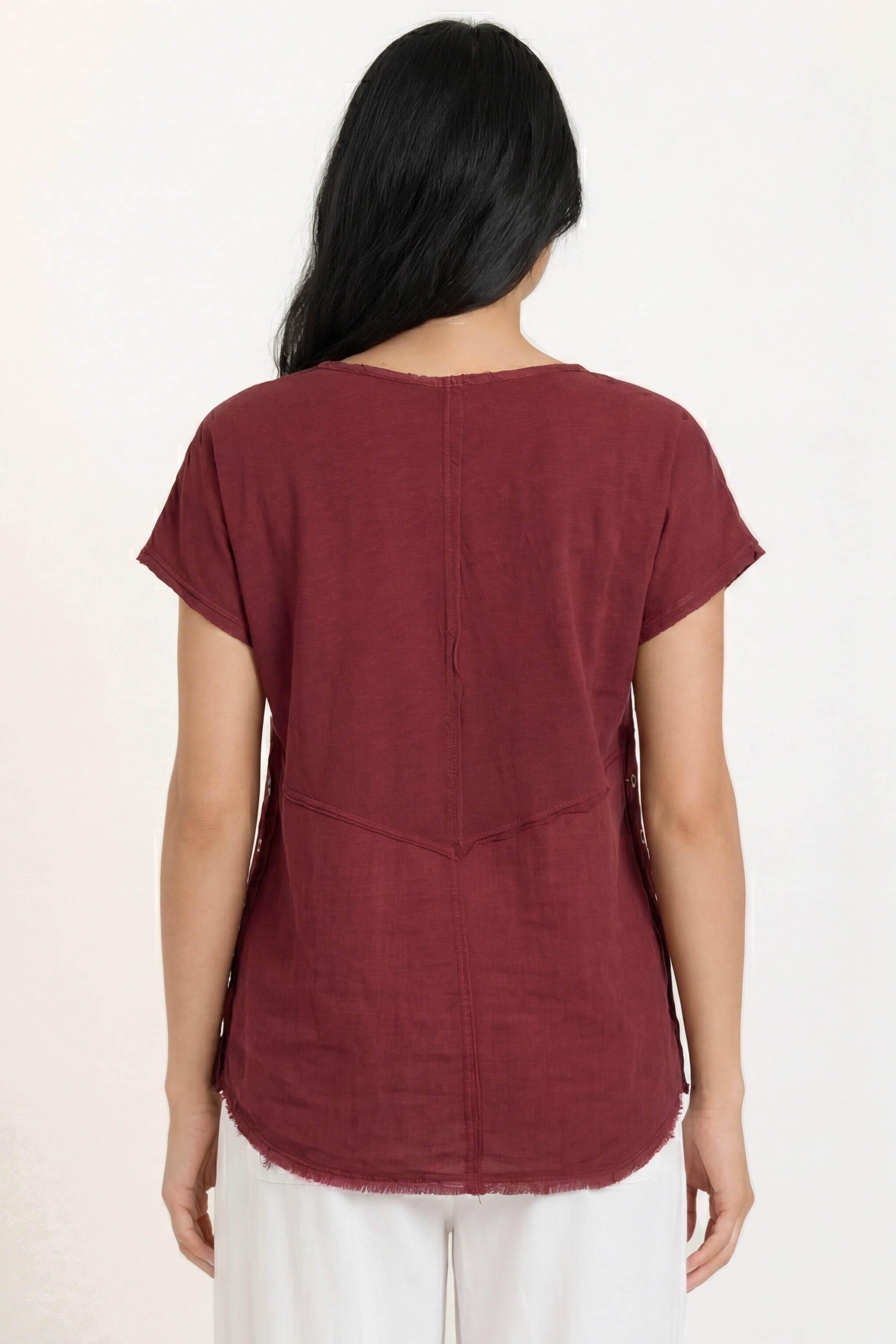 XCVI Rian Linen Short Sleeve V-Neck Top