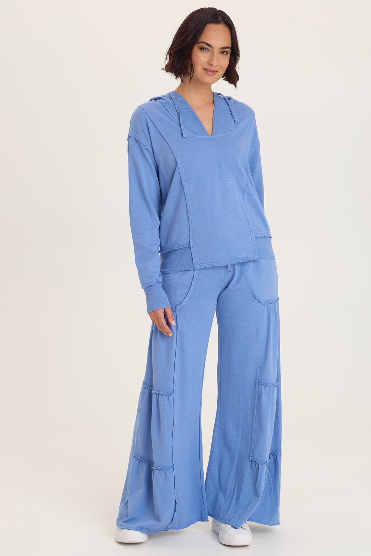 Wearables Carola Side-Tiered Wide-Leg Fleece Pant with Drawstring