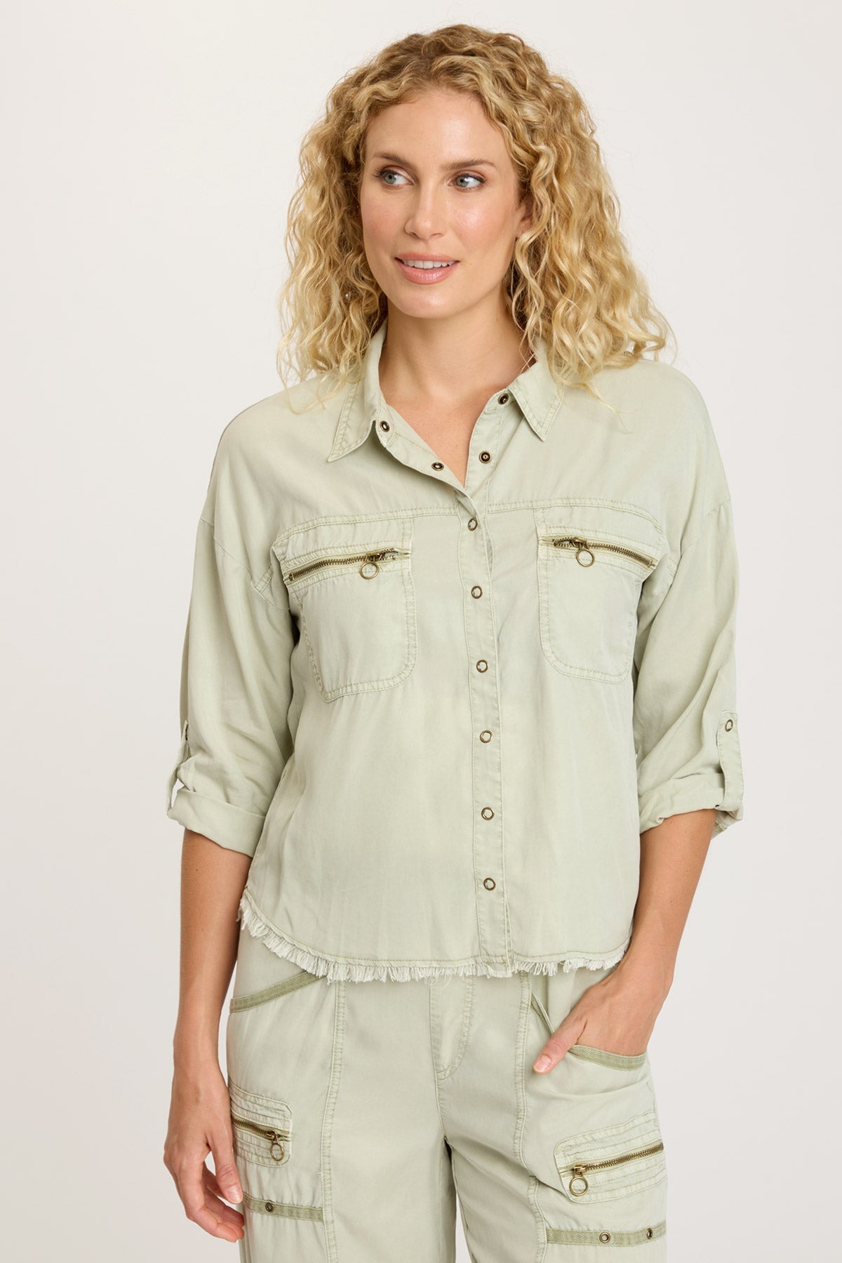 Xcvi Kapp Button-up In Green