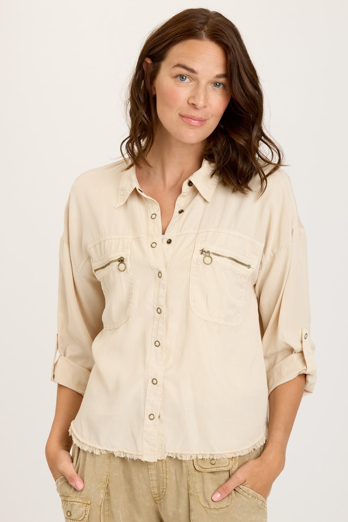 Xcvi Kapp Button-up In Beige