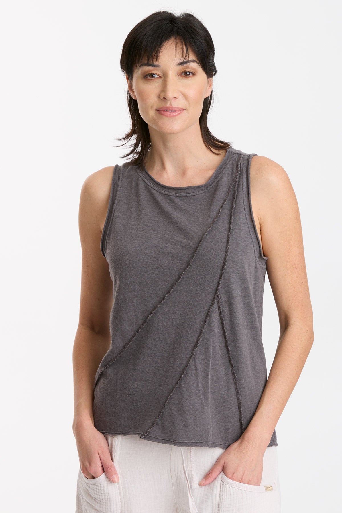 Xcvi Lave Tank Top In Graphite Point In Gray