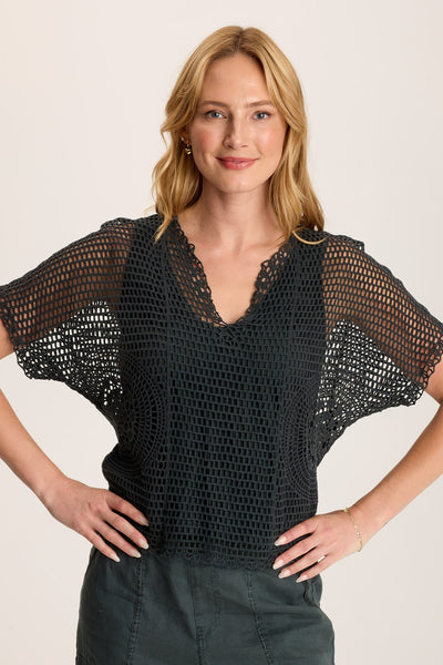 XCVI Centre Crochet Tee – Layered with Jersey Lining