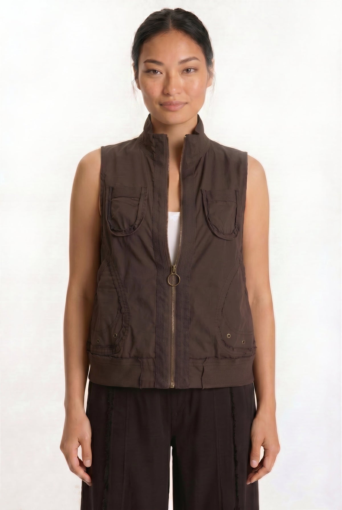 XCVI Grindelle Cargo Vest in Poplin and Jersey 