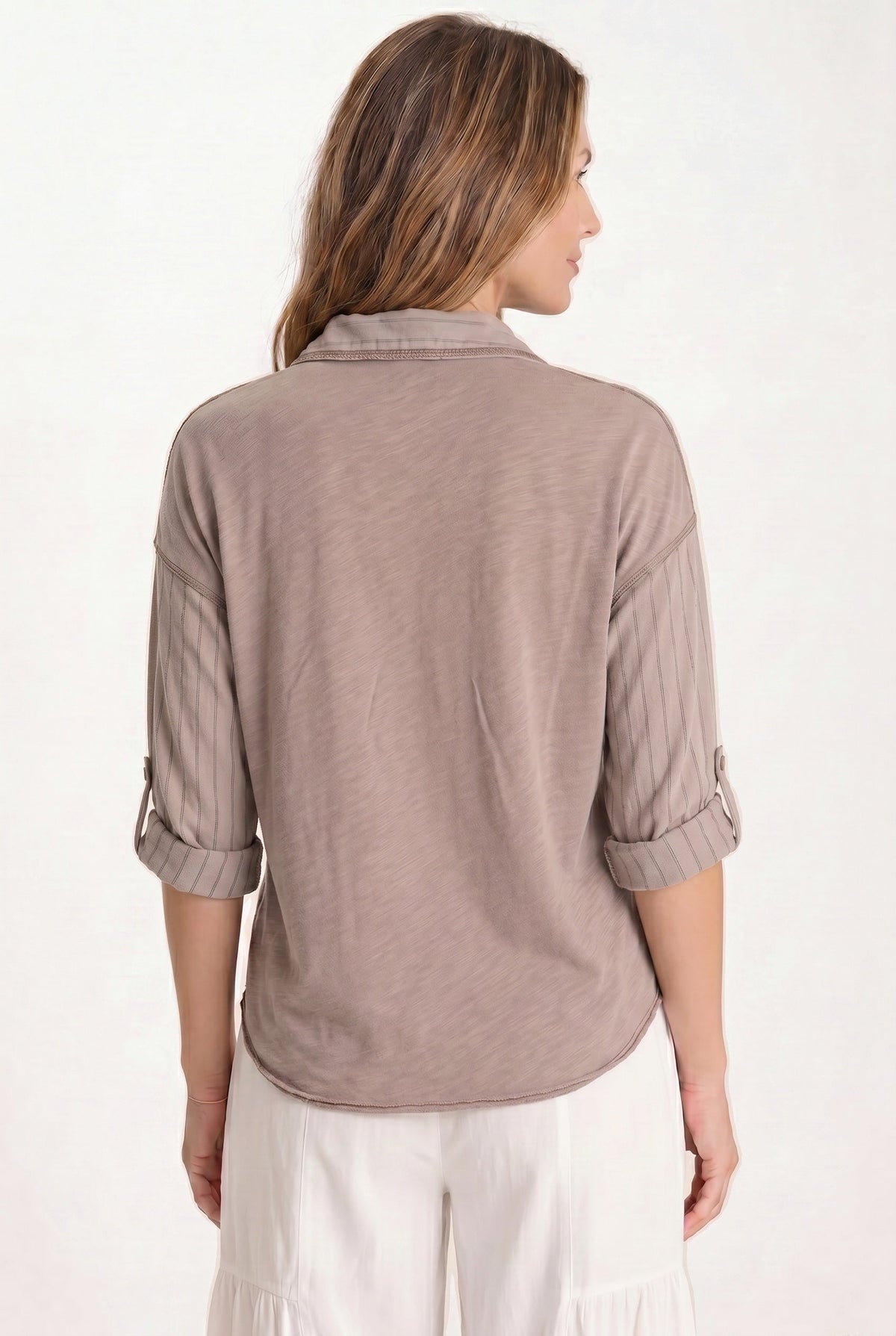 XCVI Kato Tie-Front Top with Flap Pockets 