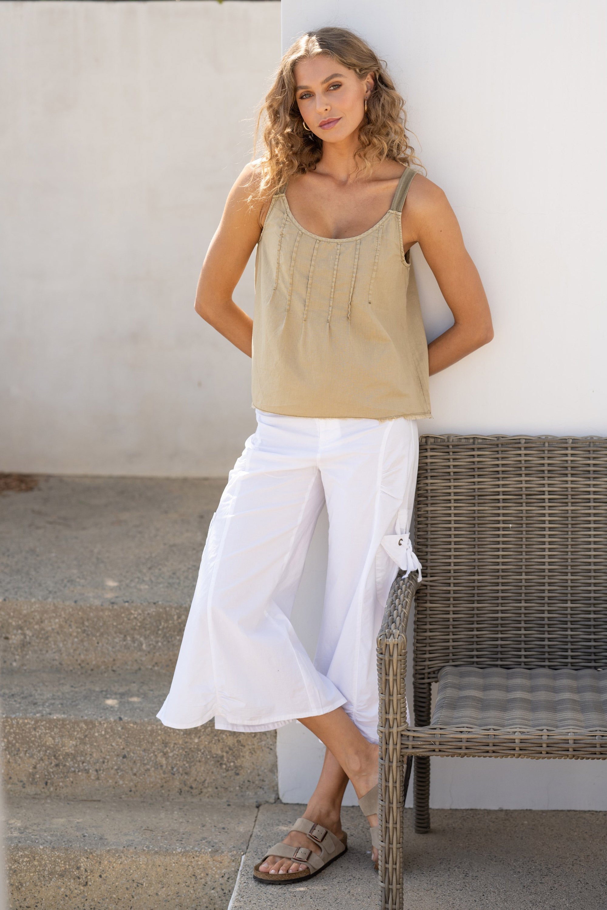 Wearables Shawnie Linen Billowy Pintuck Tank 