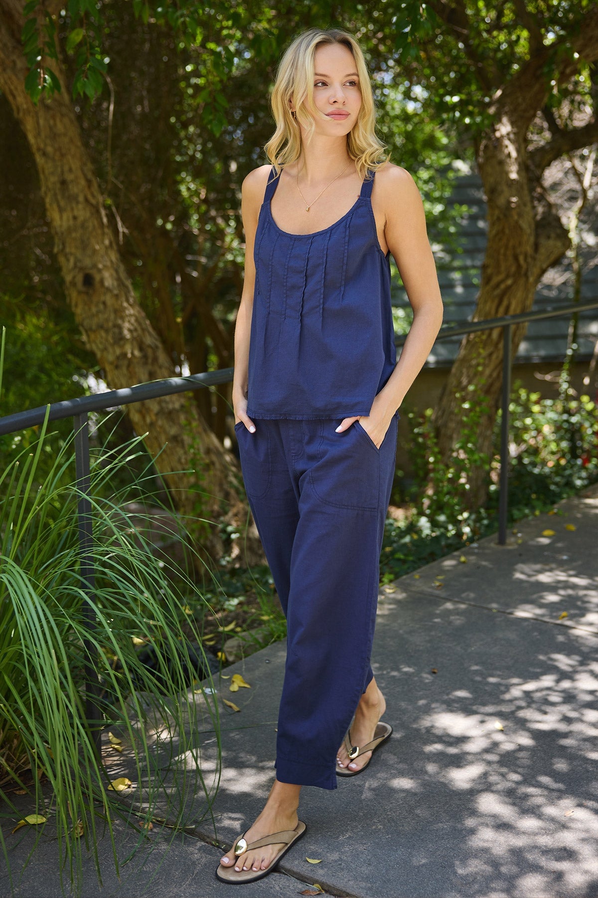 Wearables Shawnie Flowy Linen Pintuck Tank