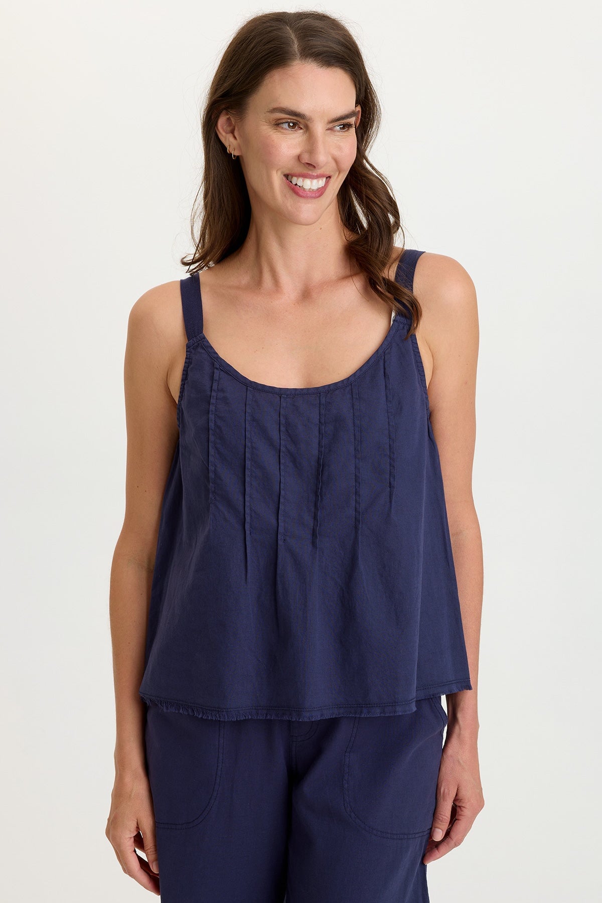 Wearables Shawnie Linen Billowy Pintuck Tank 