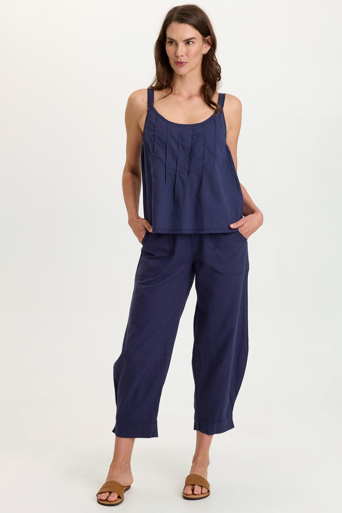 Wearables Shawnie Flowy Linen Pintuck Tank
