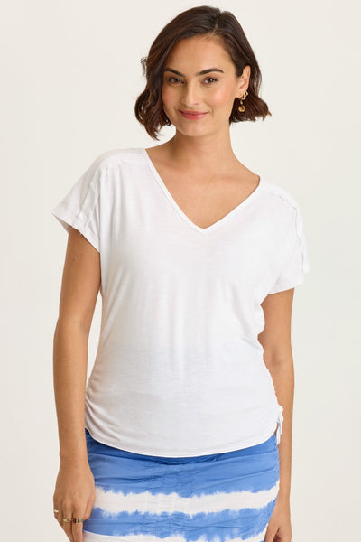Wearables Diggory Jersey Cinchable V-Neck Dolman Short Sleeve Tee