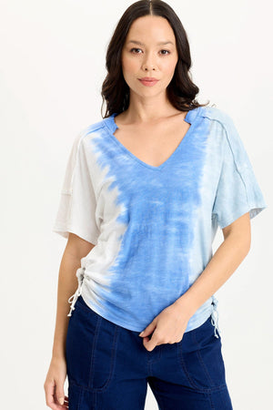 XCVI Siwa Split-Collar Stretch Jersey Tee