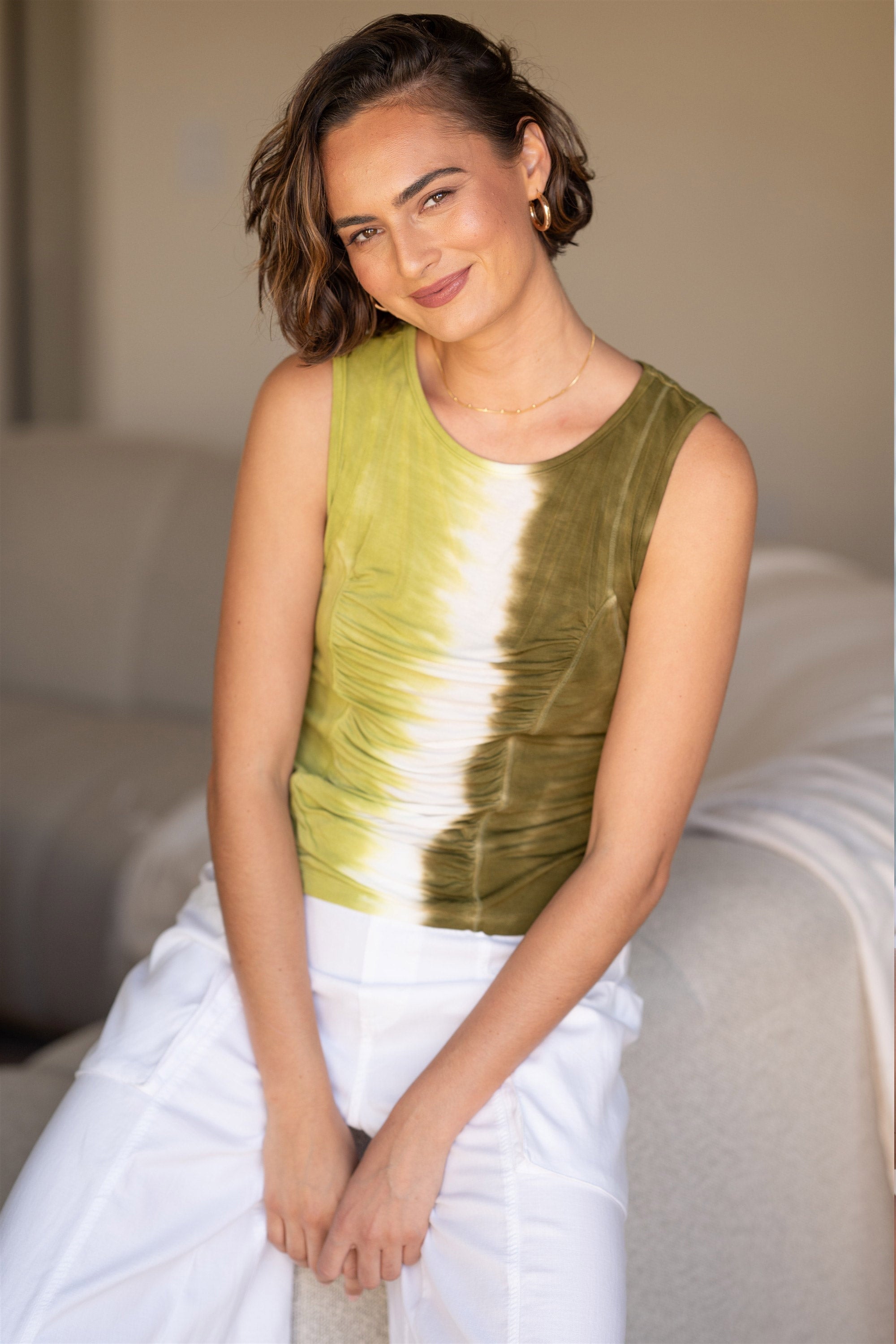 XCVI Bano Jersey Ruched Panel Tank 