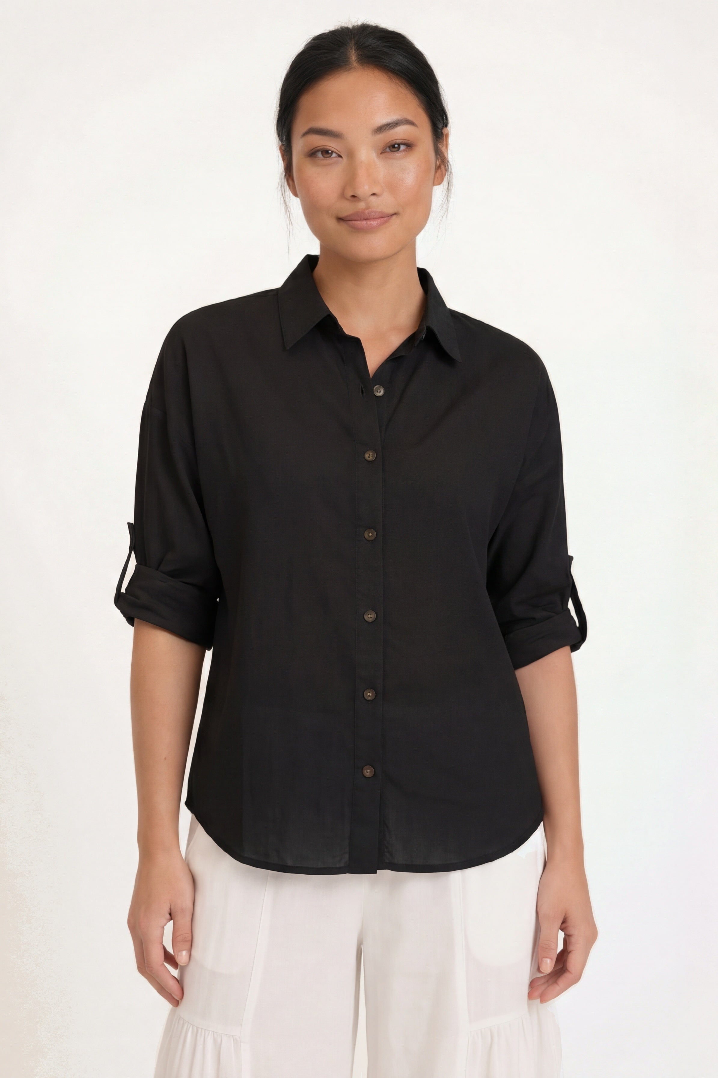 Wearables Carrie Linen 3/4-Sleeve Button-Up 