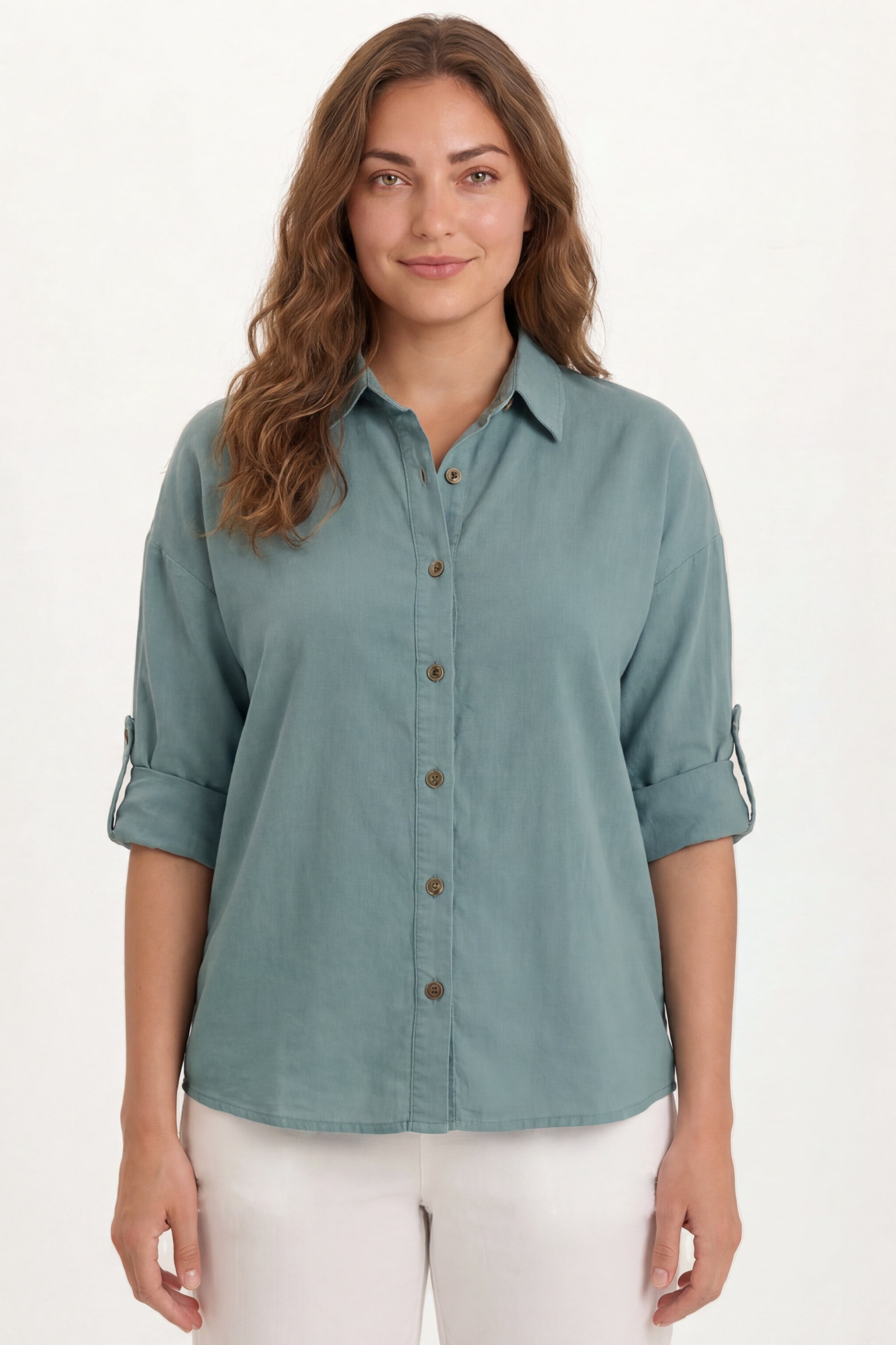 Wearables Carrie Linen 3/4-Sleeve Button-Up 