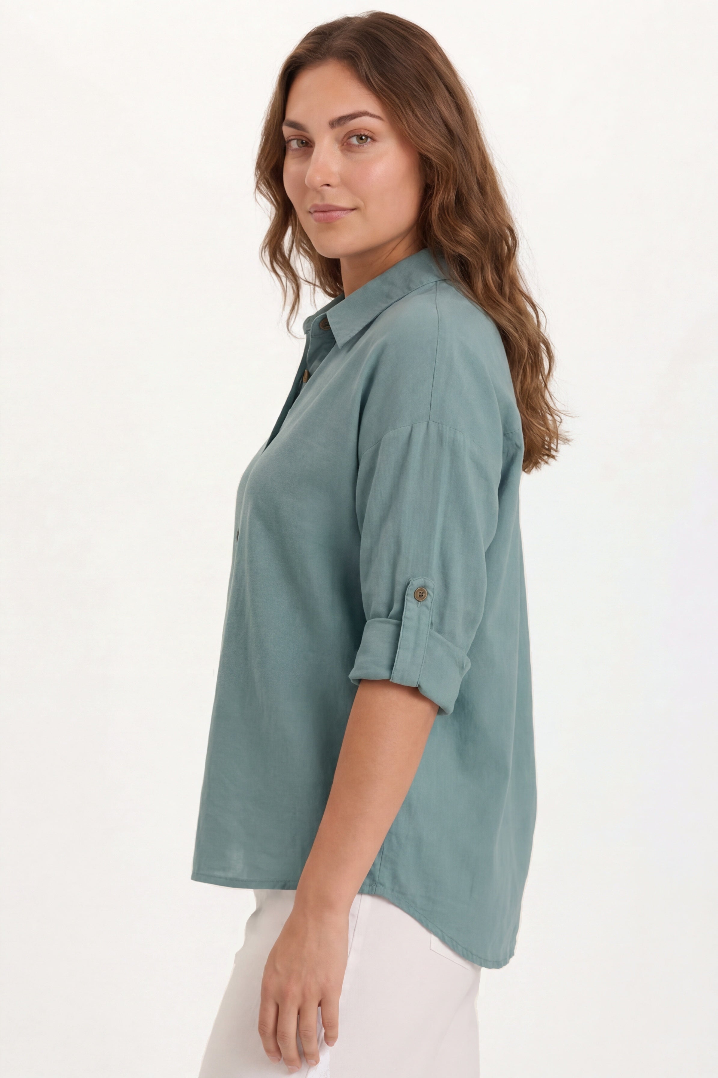 Wearables Carrie Linen 3/4-Sleeve Button-Up 