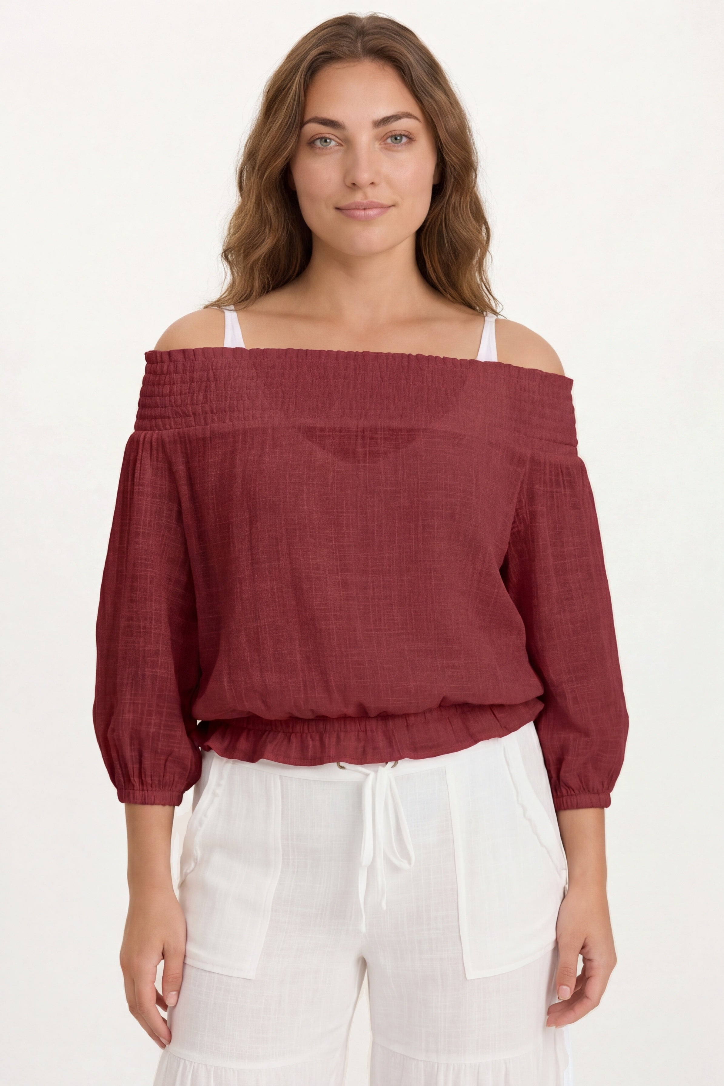 Wearables Jolia Gauze Off-Shoulder Billow Sleeve Top 
