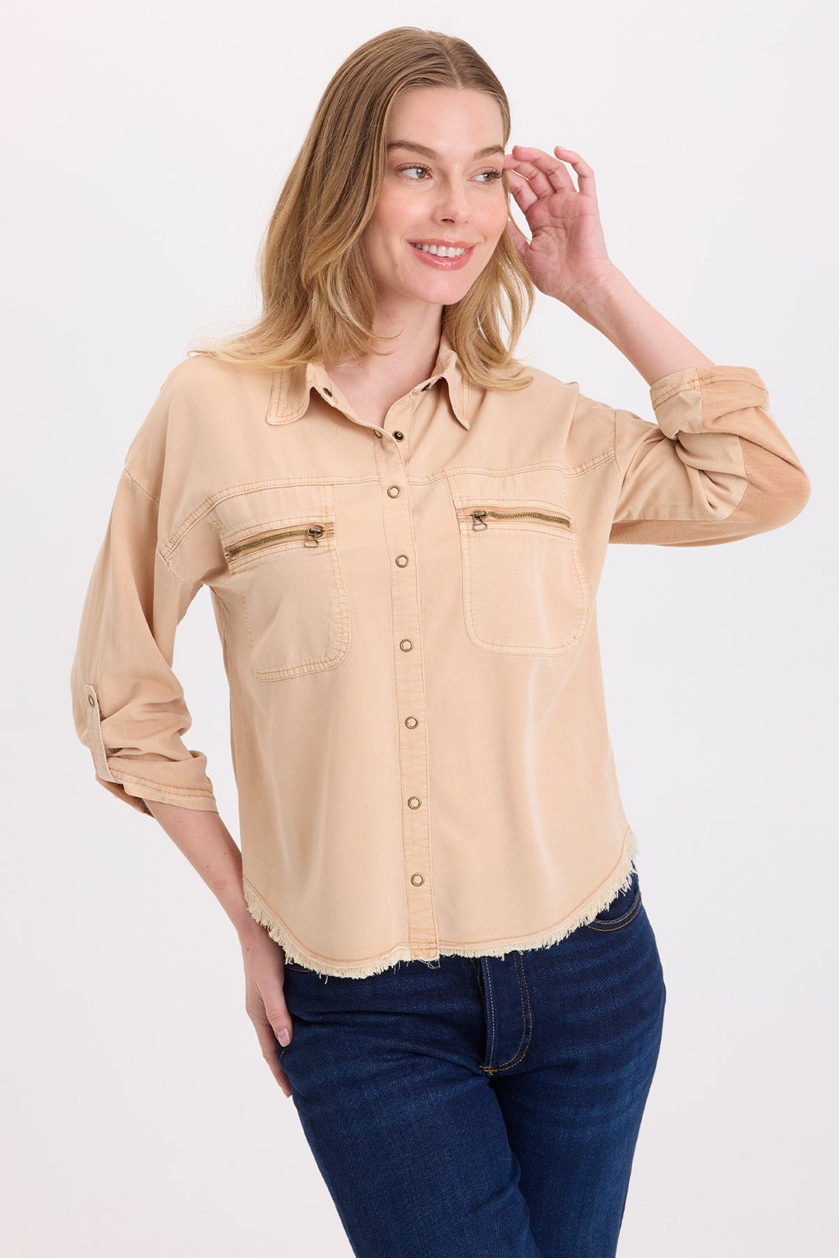 Wearables Knapp Distressed Cargo Button-Up 