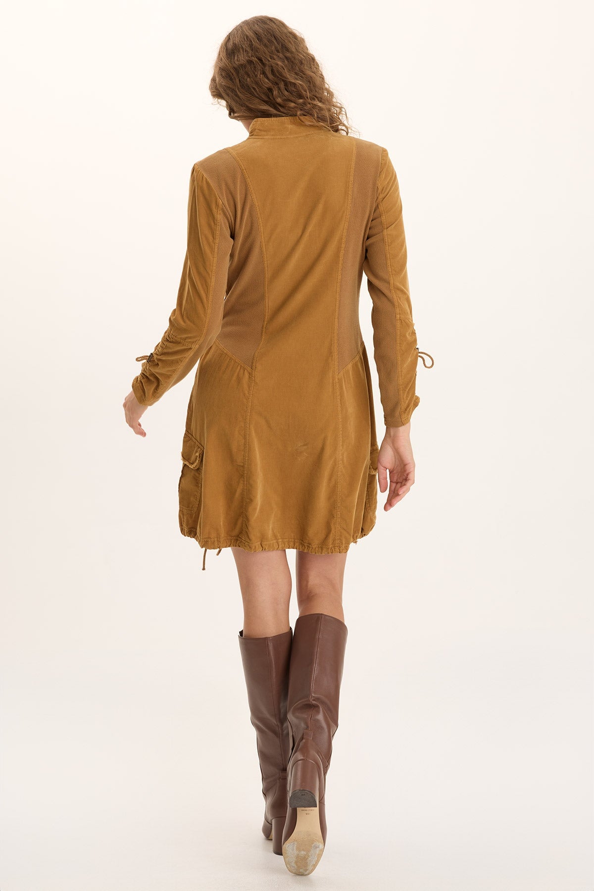 XCVI Anu Corduroy/Jersey Long-Sleeve Cinchable Jacket-Dress