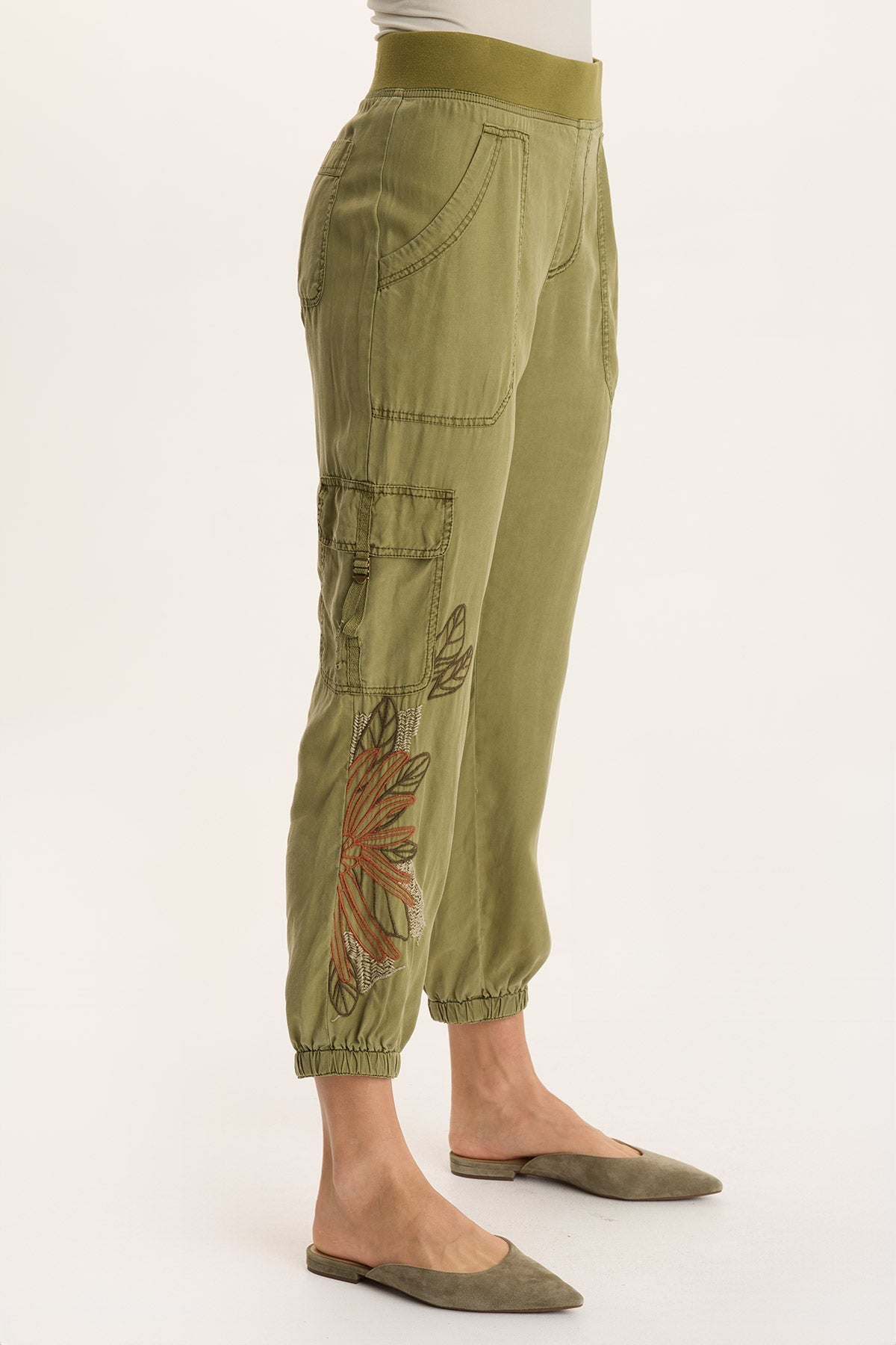 XCVI Darri Embroidered Pull-on Soft Twill Jogger 