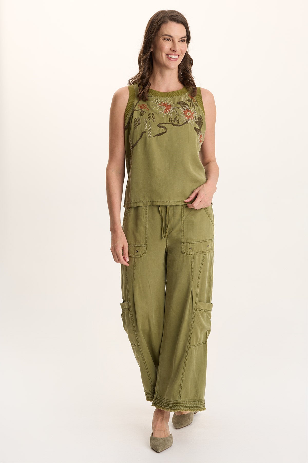 XCVI Katrine Soft Twill Embroidered Artisan Tank 