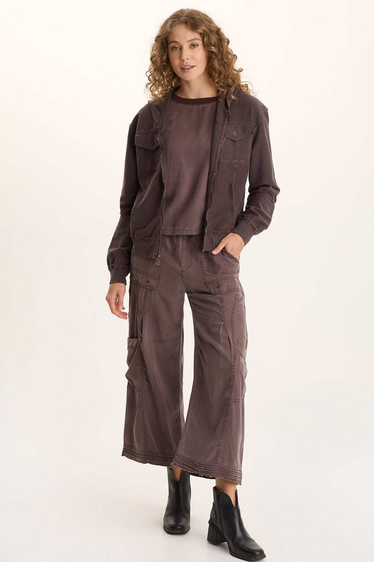 XCVI Balfore Twill Knit Hooded Bomber 