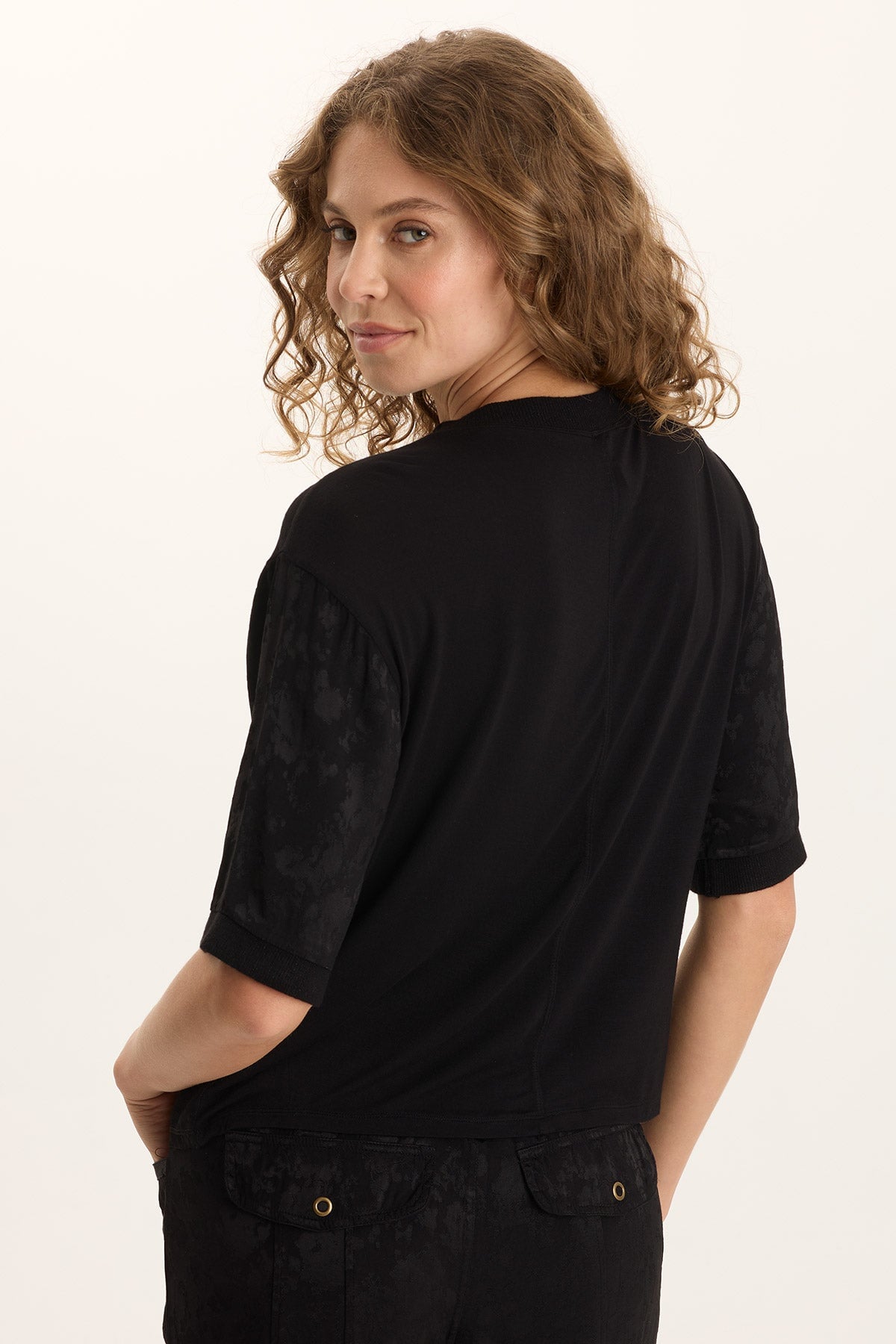 XCVI Chelan Textured Satin Casual Fit Top 