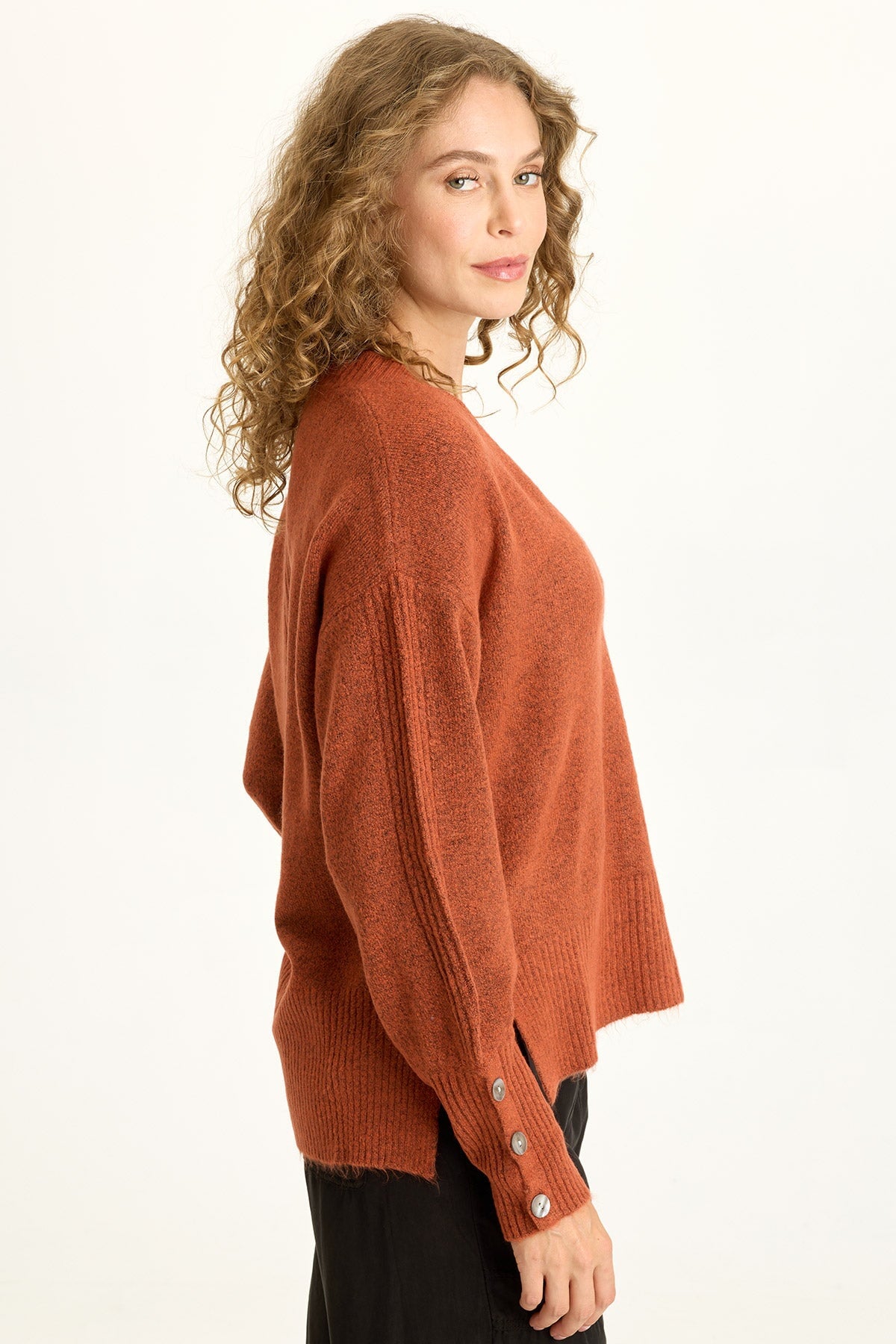 XCVI Bronte Relaxed Fit V-Neck Knit Sweater 