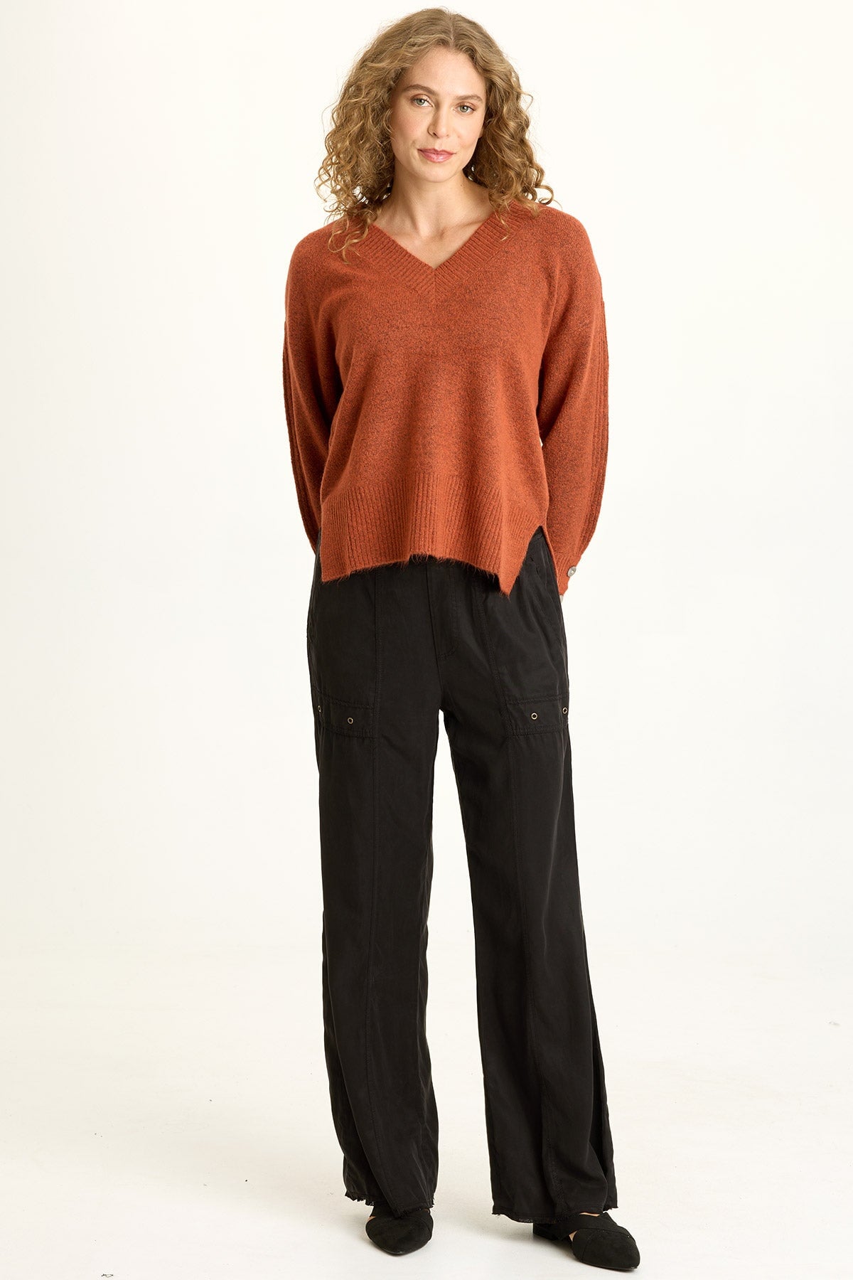 XCVI Bronte Relaxed Fit V-Neck Knit Sweater 