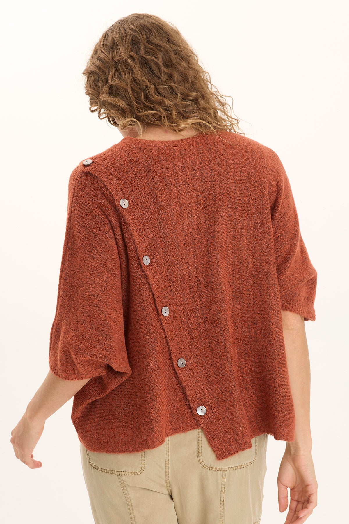 XCVI Osiris Asymmetrical Button Detail Knit Poncho 