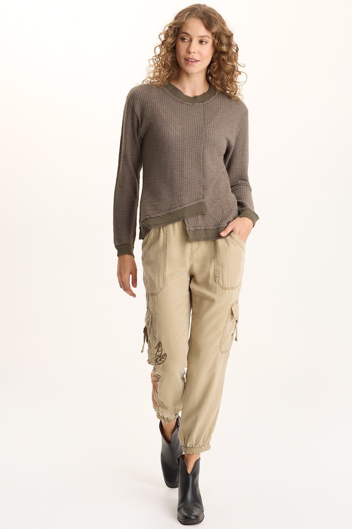 XCVI Darri Embroidered Pull-on Soft Twill Jogger 