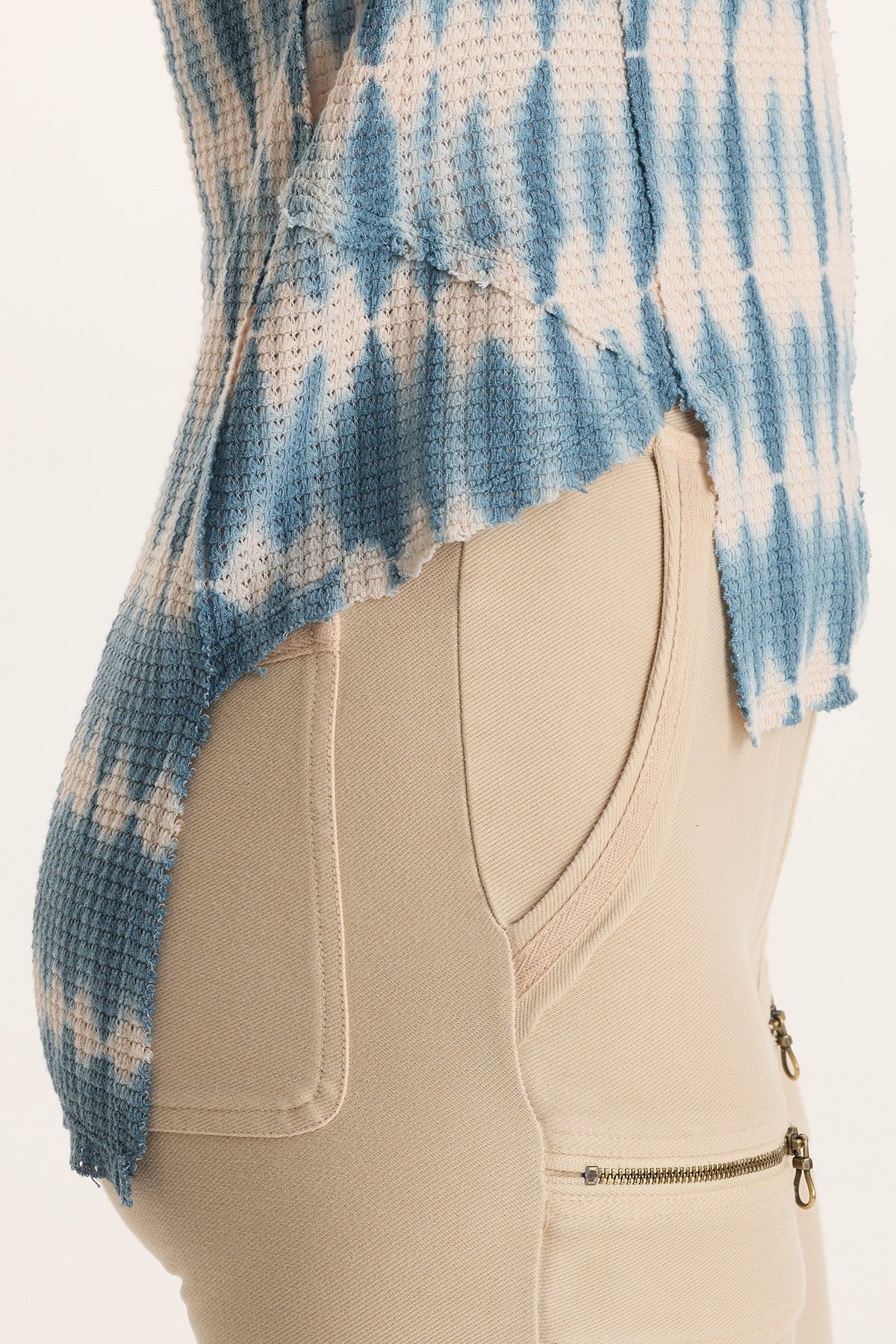 XCVI Arnie Thermal Asymmetrical Hem V-Neck Top 