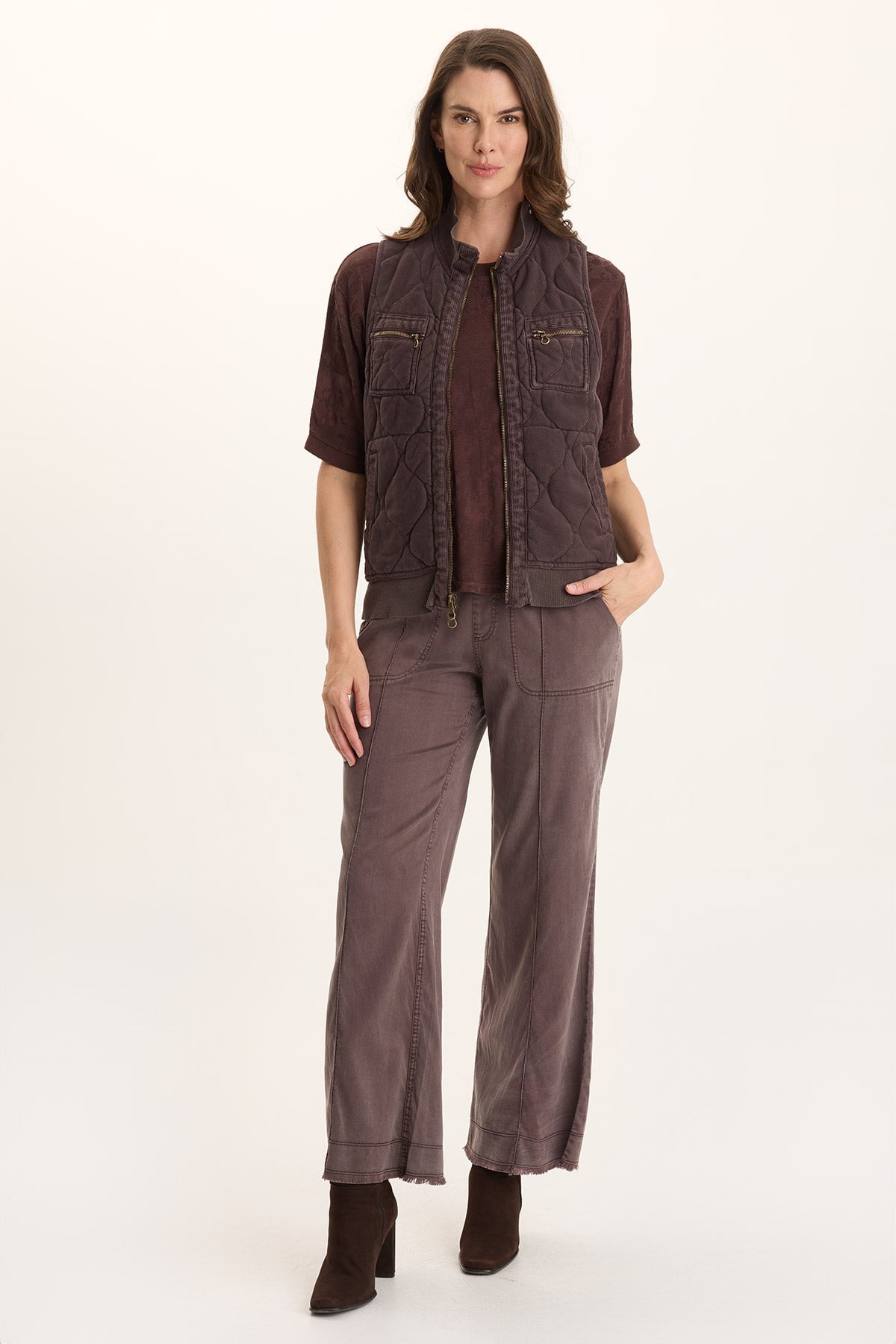 XCVI Aeric Quilted Zipper Pocket Vest 