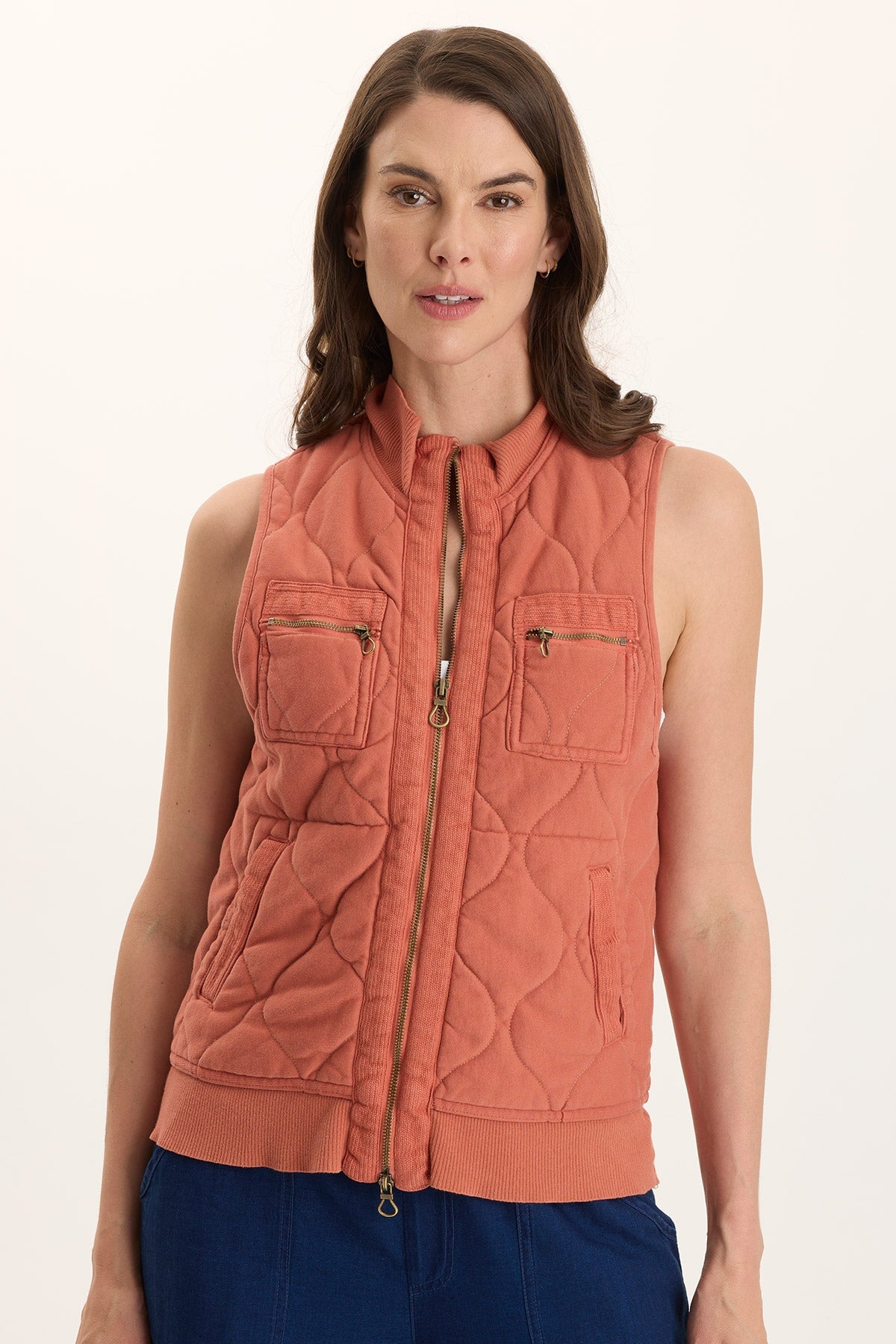 XCVI Aeric Quilted Zipper Pocket Vest 