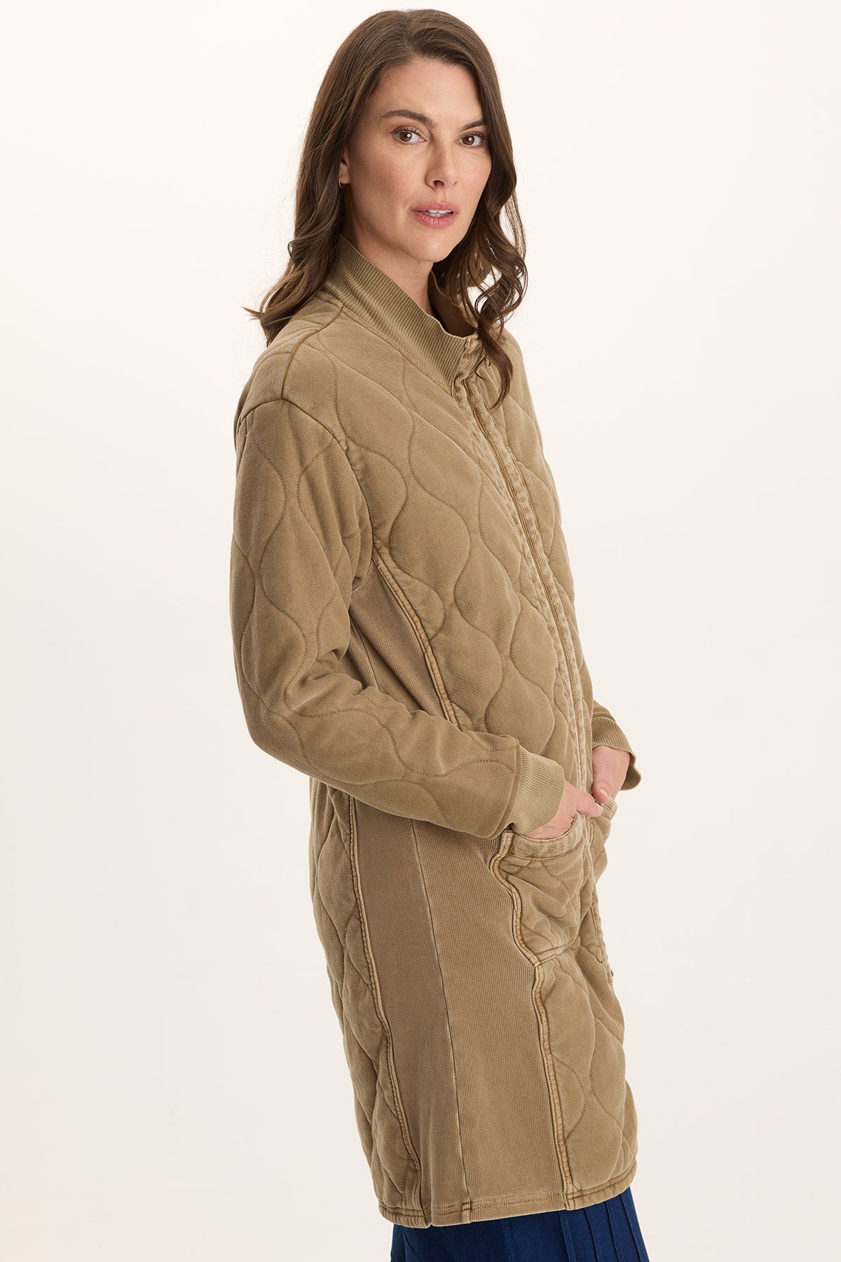 XCVI Torston Quilted Longline Double Zipper Coat 